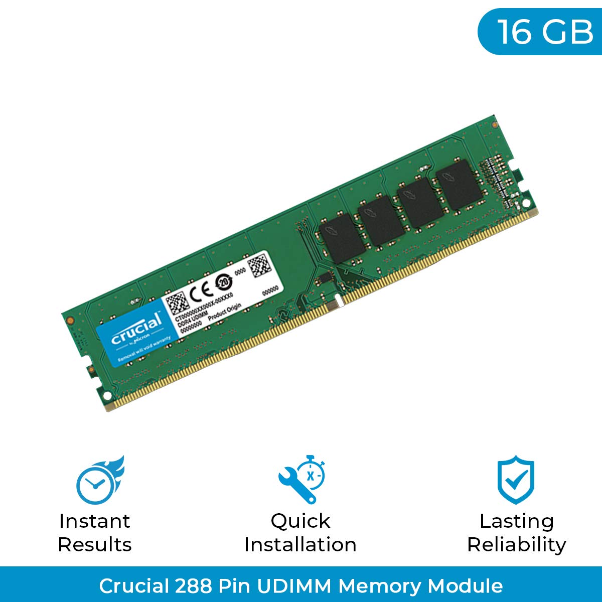 Crucial 16Gb Single Ddr4 2666 Mt/S (Pc4 21300) Dr X8 Dimm 288 Pin Memory   Ct16G4Dfd8266