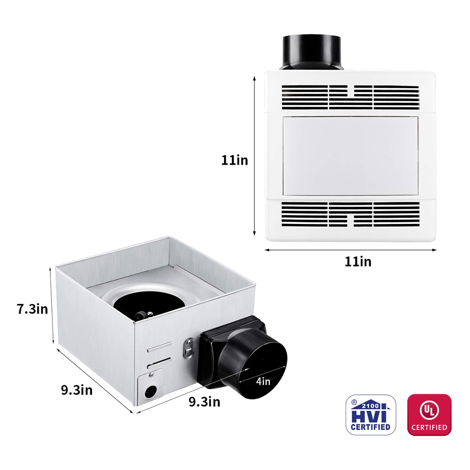 Tech Drive Bathroom Exhaust Fan With Light,Very Quiet 90 Cfm,1.5 Sone, E26 Led Blub 3000K 1100Lm,Ceiling Mounted Ventilation Fan