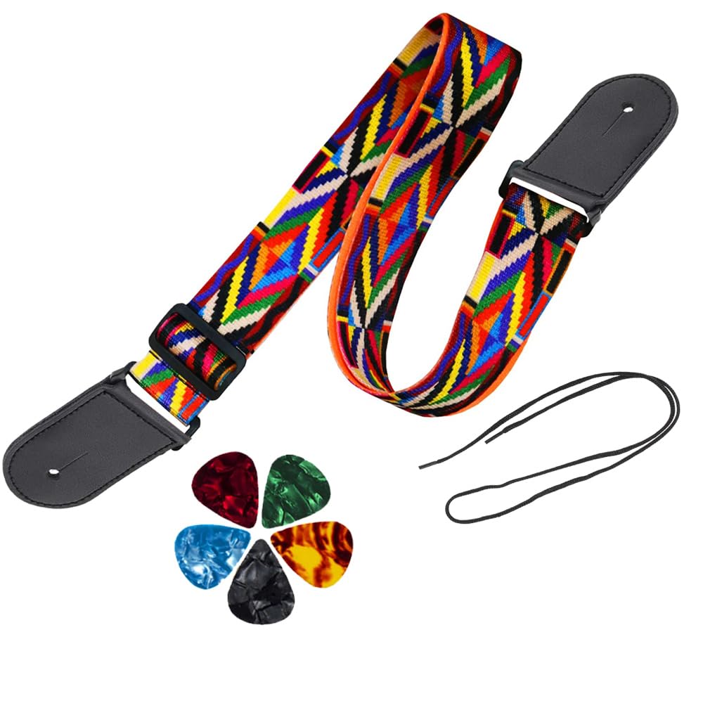 SG Musical Shoulder Wide Strap for Guitar, Electric, Acoustic Guitar | Modern Design | Ultra Comfortable Belt & PU Leather Ends 