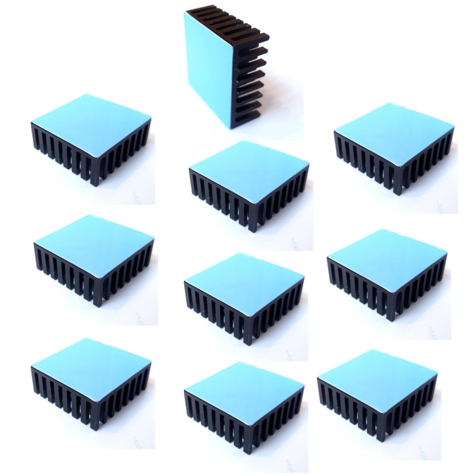 Easycargo 10Pcs 25Mm Heatsink Kit 25X25X10Mm + 3M 8810 Thermal Conductive Adhesive Tape, Cooler Aluminum Heat Sinks For Cooling