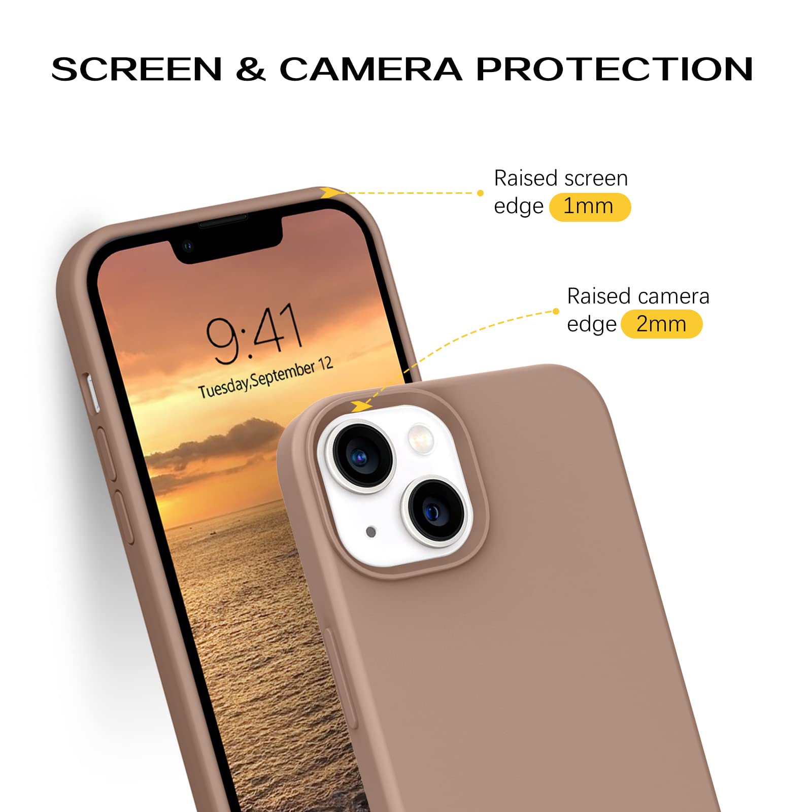 Veningo Iphone 13 Case, Phone Case For Iphone 13, Slim Fit Liquid Silicone Soft Gel Rubber Lightweight Microfiber Lining Shockpr