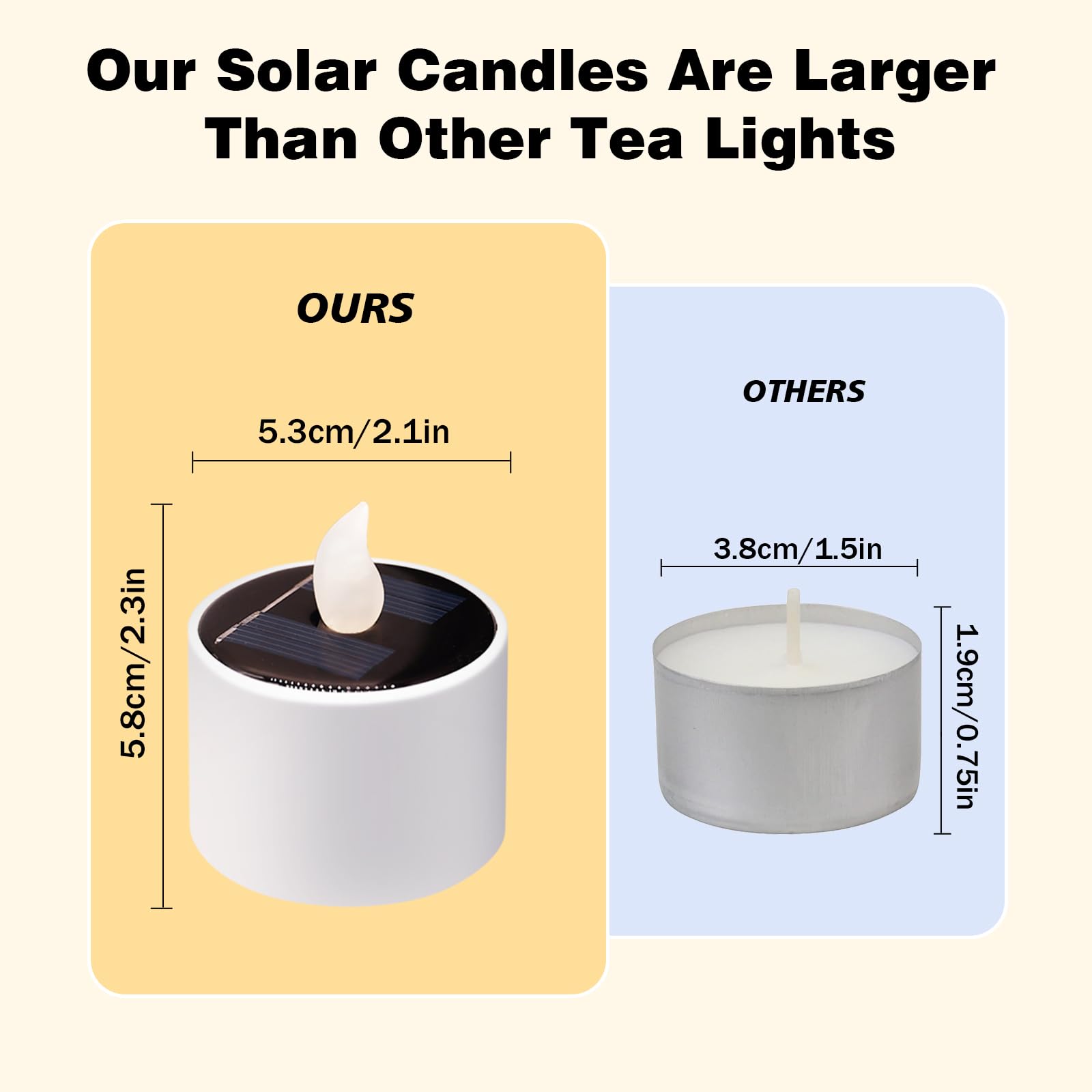 Solar Tea Lights Outdoor - 6 Pack Waterproof Rechargeable Dusk To Dawn Outdoor Lighting Flameless Flicker Reusable Led Solar Can