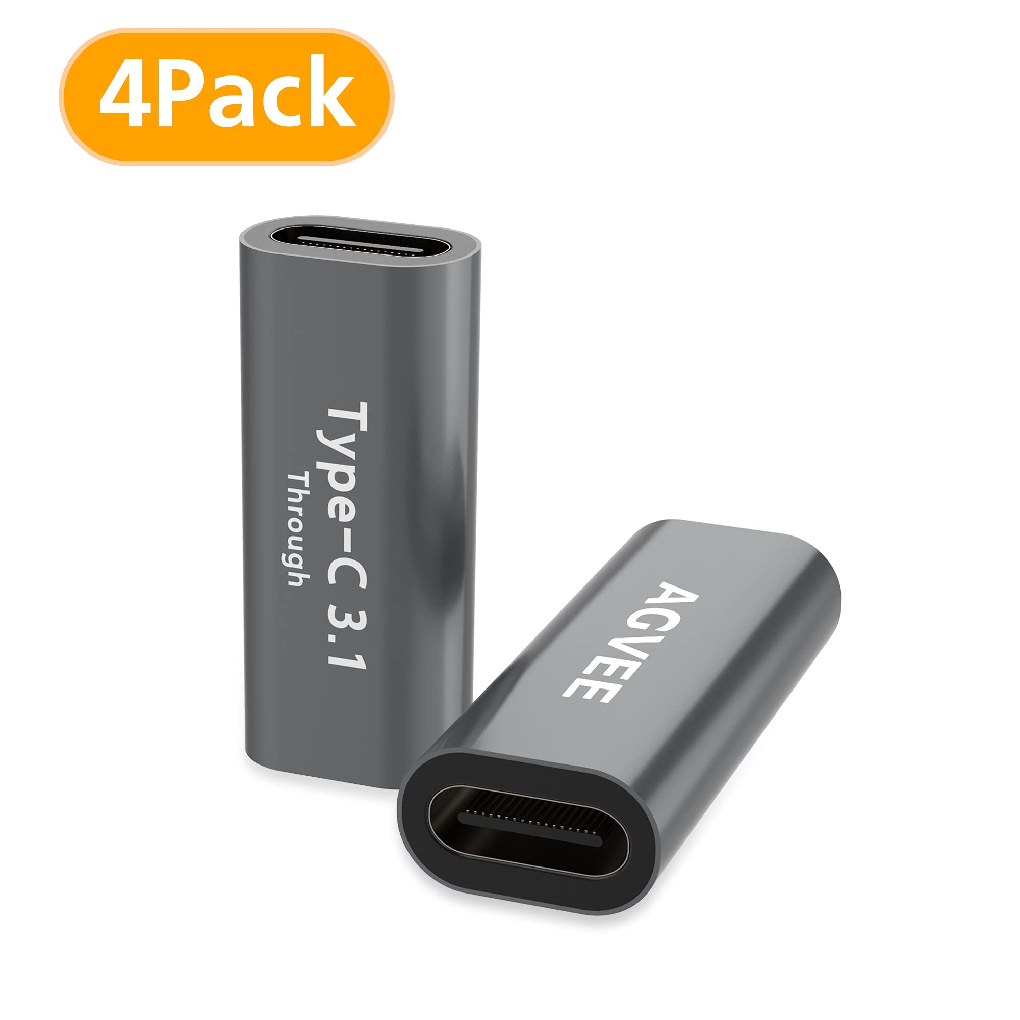 Agvee 4 Pack Usb-C Female To Female Bidirectional Adapter, Pd 100W Usb 3.2 Gen 2, Type-C Usbc 10G Data Coupler Extender Extensio