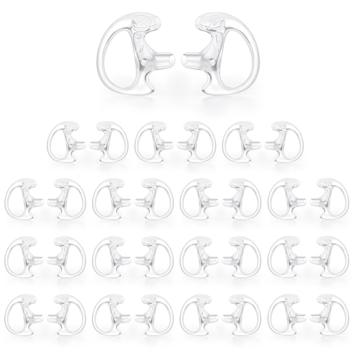 [16 Pair] Zeadio Radio Earpiece, Soft Silicone Earmould Earbud Earplug For Walkie Talkie Acoustic Earpiece Headset, Two Way Radio Coil Tube Audio Kits   Clear
