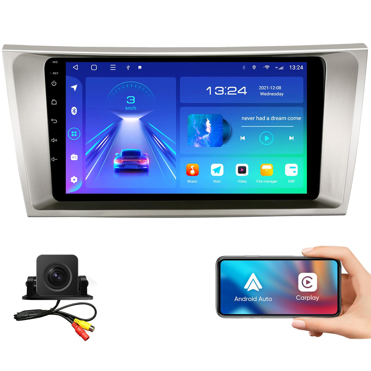 9 Inch 5G Wifi Car Stereo Radio For Toyota Camry 2007 2008 2009 2010 2011 With Carplay Android Auto,Android 12.0 Gps Navigation