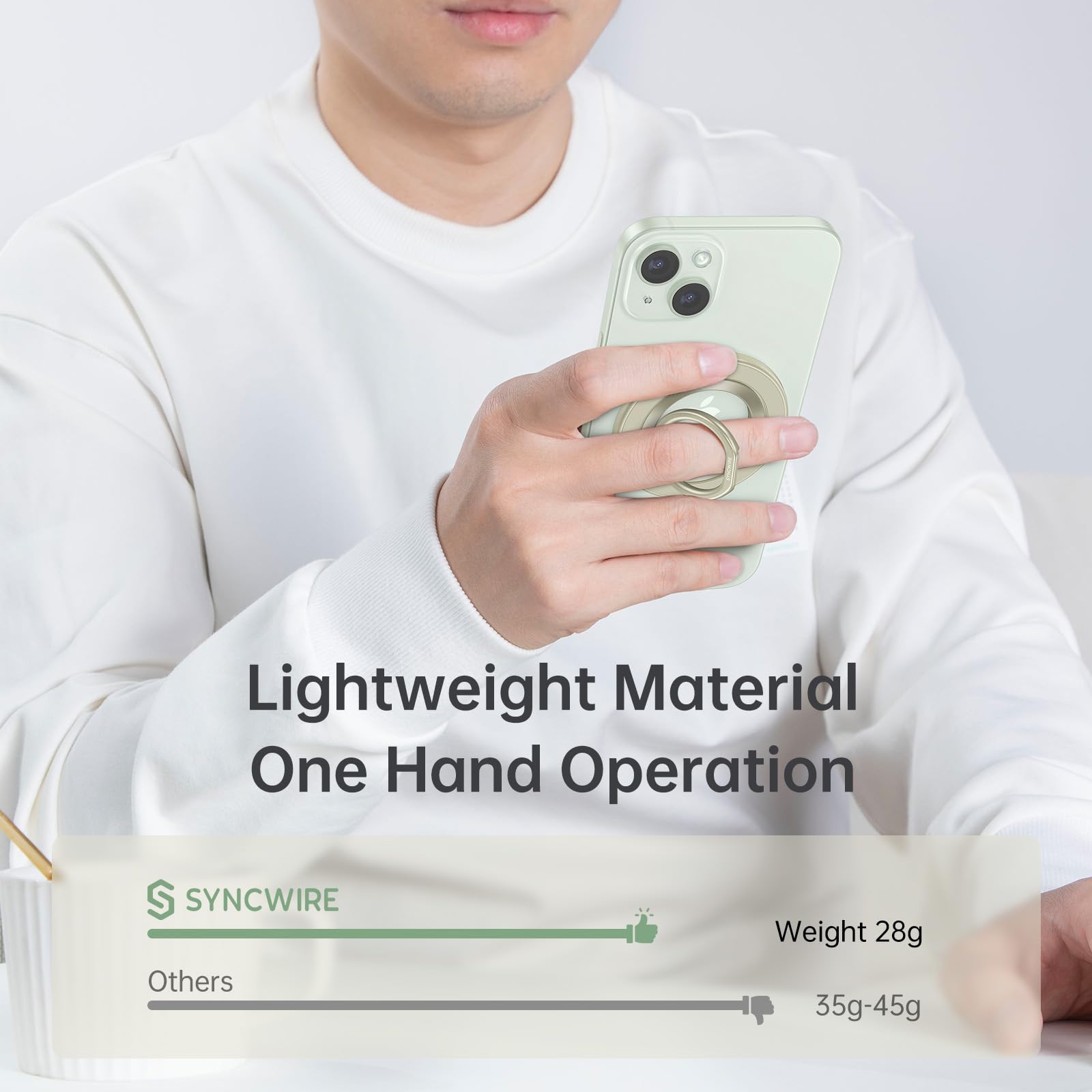 Syncwire Upgraded Magnetic Phone Ring Holder For Magsafe, Magnetic Cell Phone Grip Stand Finger Ring Kickstand With Two Sided Ma