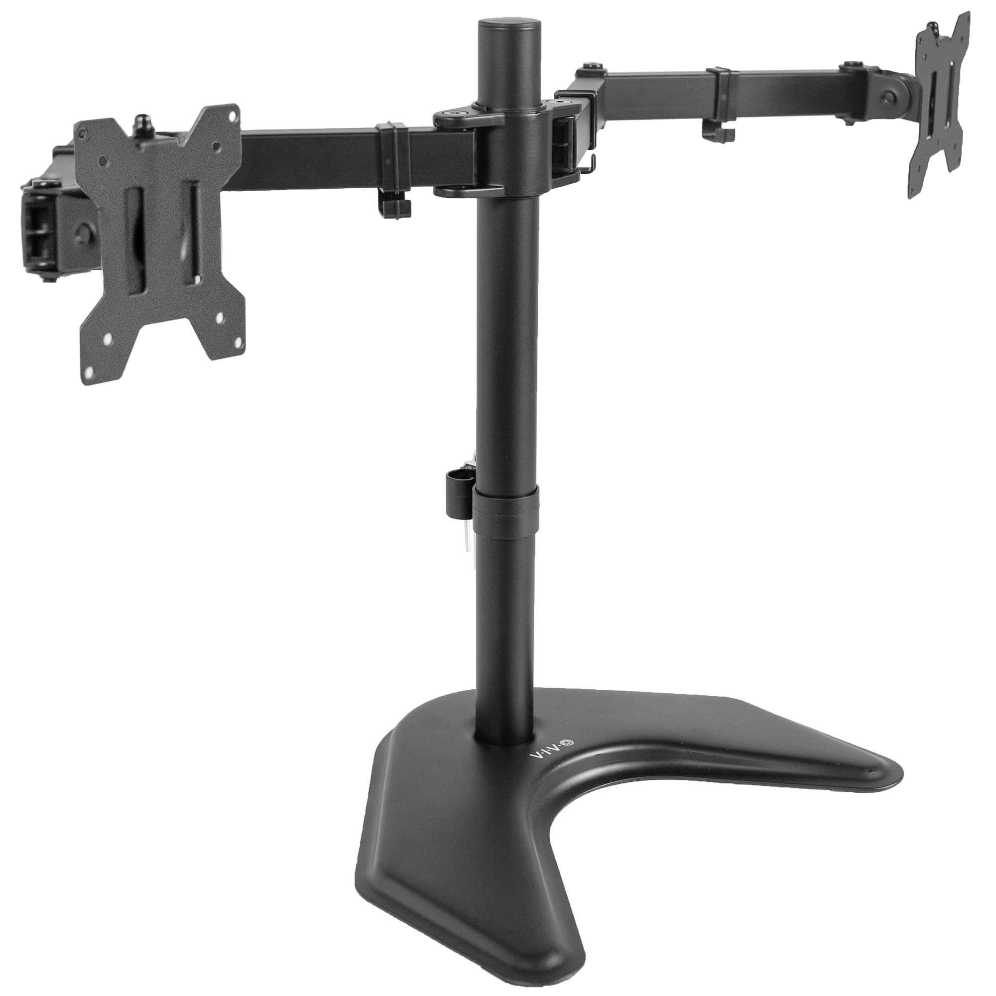 VIVO Dual LED LCD Monitor Mount, Free Standing Desk Stand for 2 Screens up to 32 Inch, Heavy Duty Fully Adjustable Arms with Max VESA 100x100mm, Black, STAND V032F