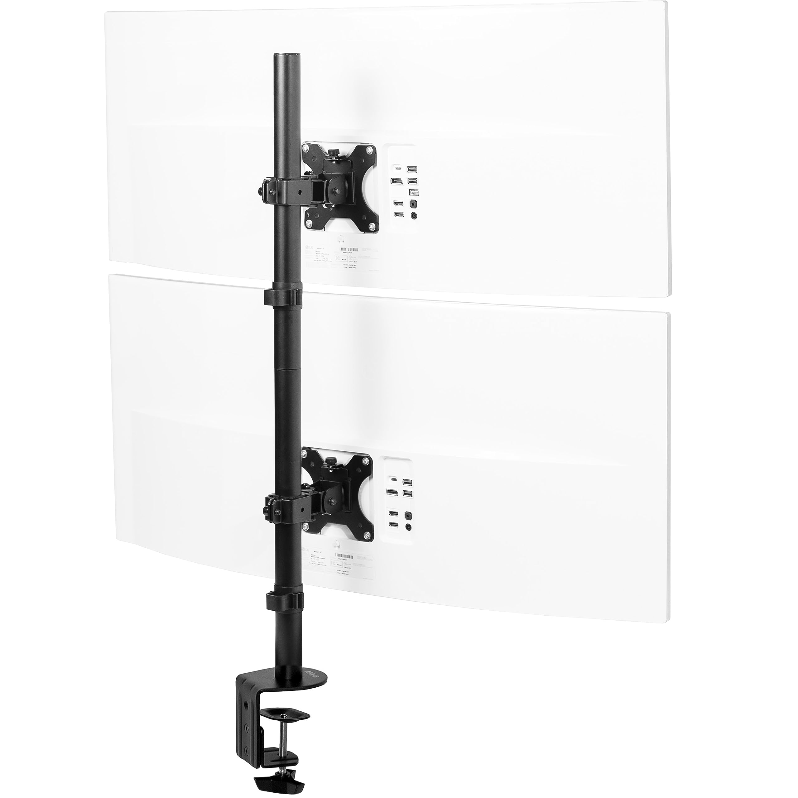 VIVO Dual Vertically Stacked Ultra Wide Monitor Desk Mount, Extra Tall Heavy Duty Adjustable Stand for 2 Ultrawide Screens up to 45 inches, 25 lbs Per Screen Capacity, Black, STAND V200R