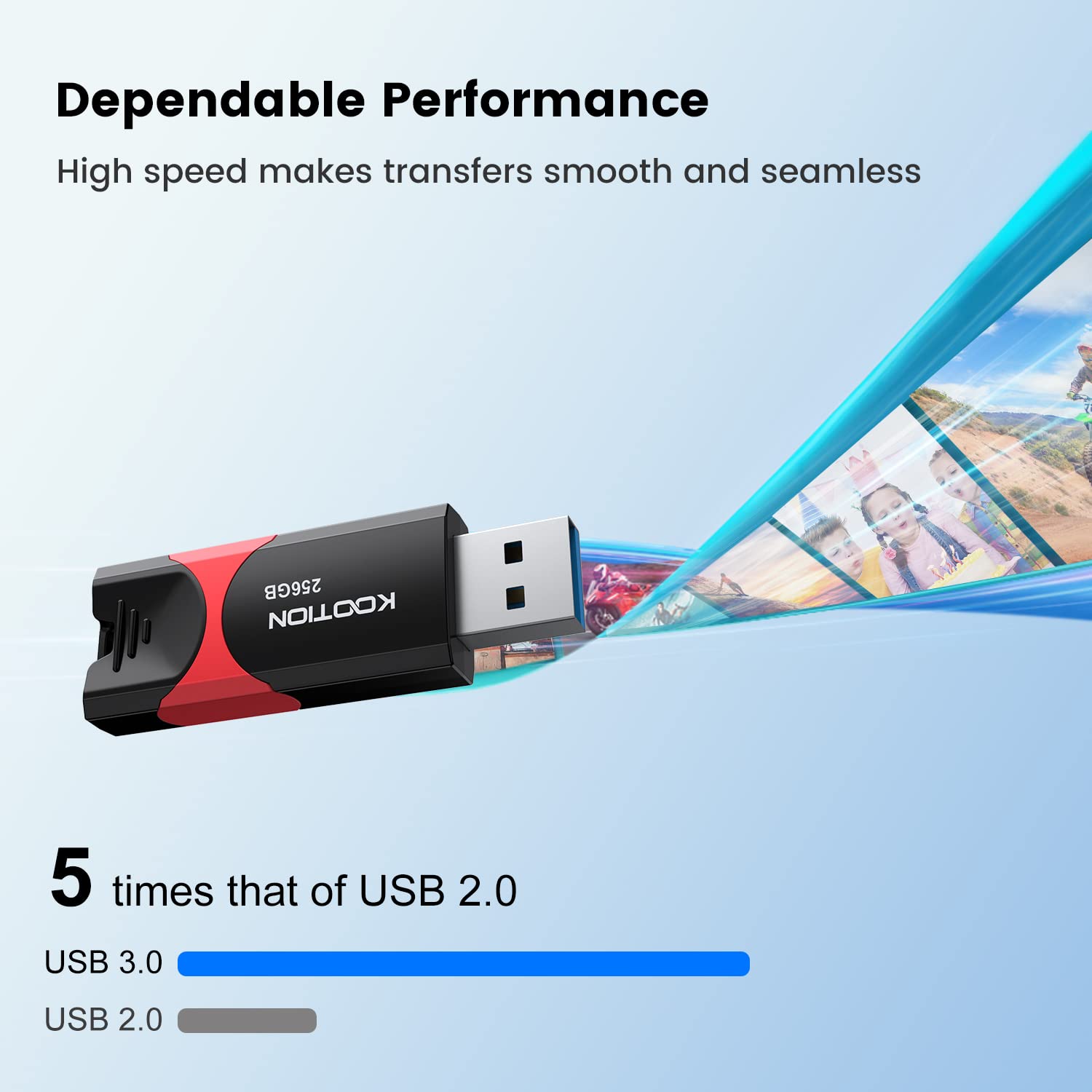 256 Gb Usb 3.0 Flash Drive Kootion Flash Drive 3.0 Thumb Drive Retractable 256G Memory Stick Usb Drive Jump Drive Rugged With Le