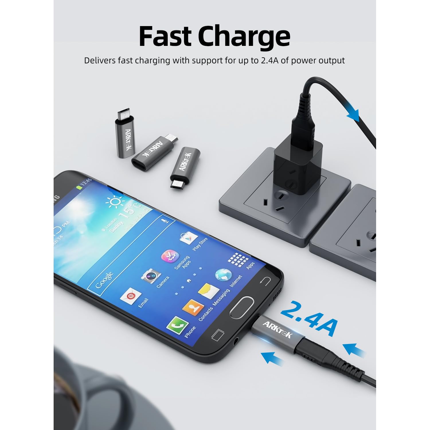 Arktek Micro Usb Adapter - Micro Usb (Male) To Type C (Female) Convert Connector With 56K Resistor Data Sync Charging Converter
