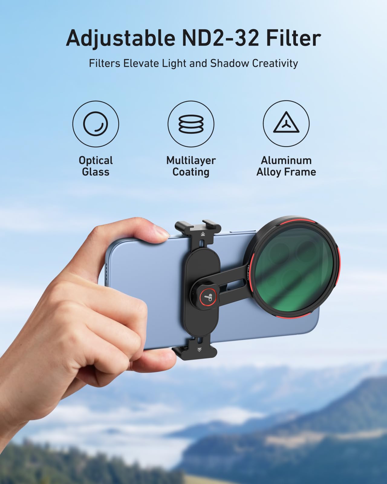 Telesin 67Mm Variable Nd2-32 Filter, Dslr Camera Lens, Multi-Layer Nano-Coated Glass, Ar&Af Coating, No X Pattern, Long Exposure