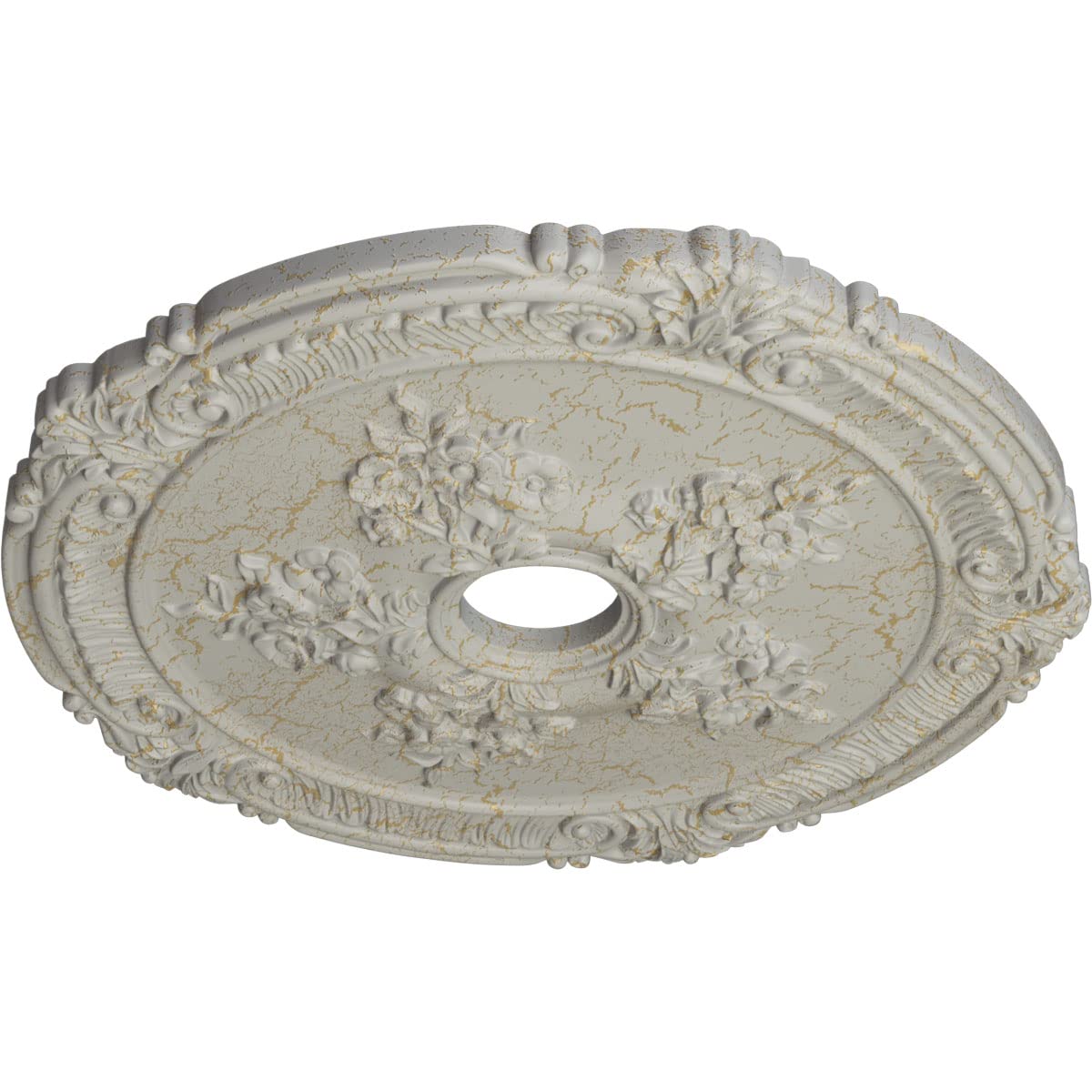 Ekena Millwork Cm26Atpcc Attica With Rose Ceiling Medallion, 26''Od X 3 3/4''Id X 1 1/2''P, Hand Painted Pot Of Cream Crackle