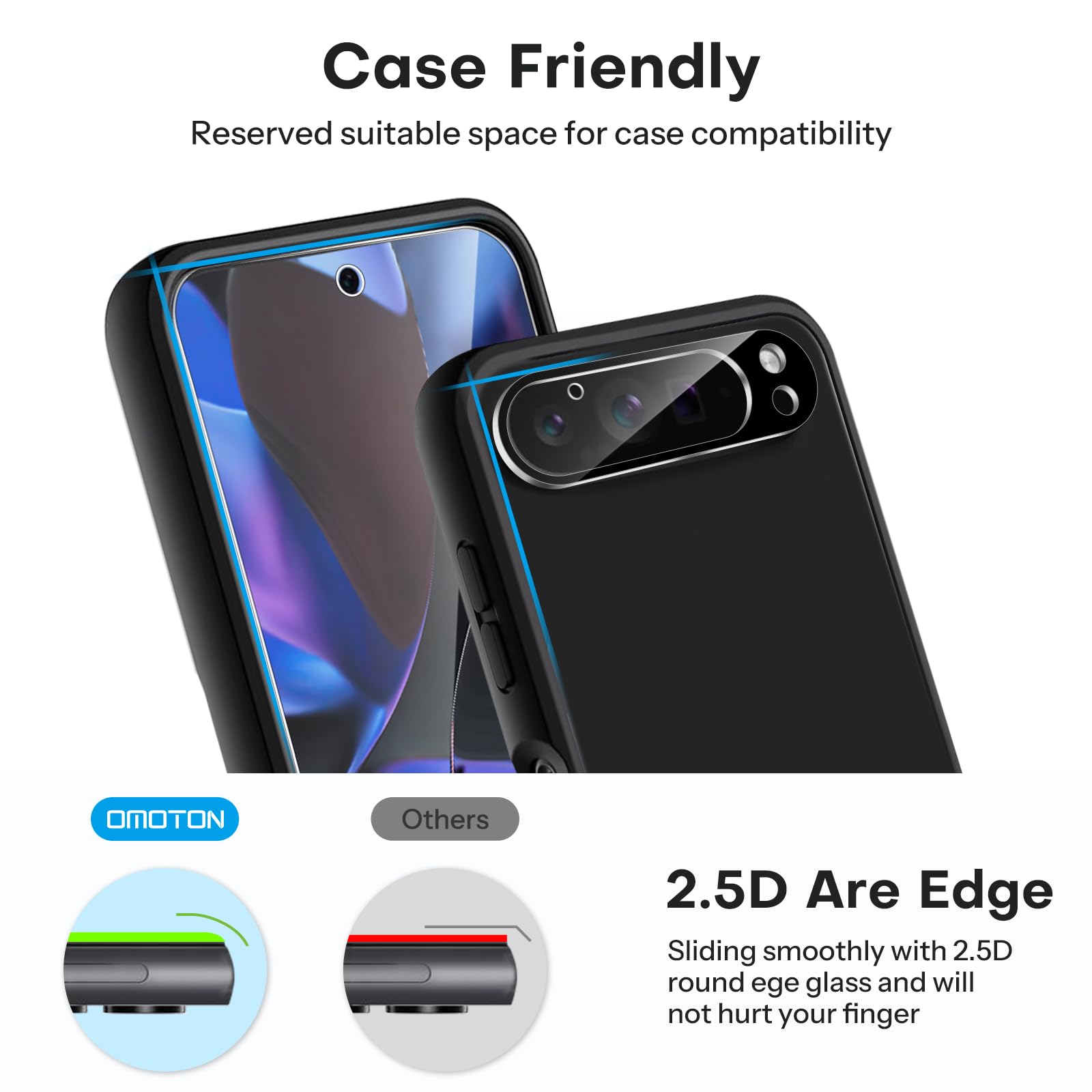 Omoton Screen Protector Only For Google Pixel 9 Pro Xl, [3+2 Pack] 3 Pack Tempered Glass For Pixel 9 Pro Xl & 2 Pack Camera Lens