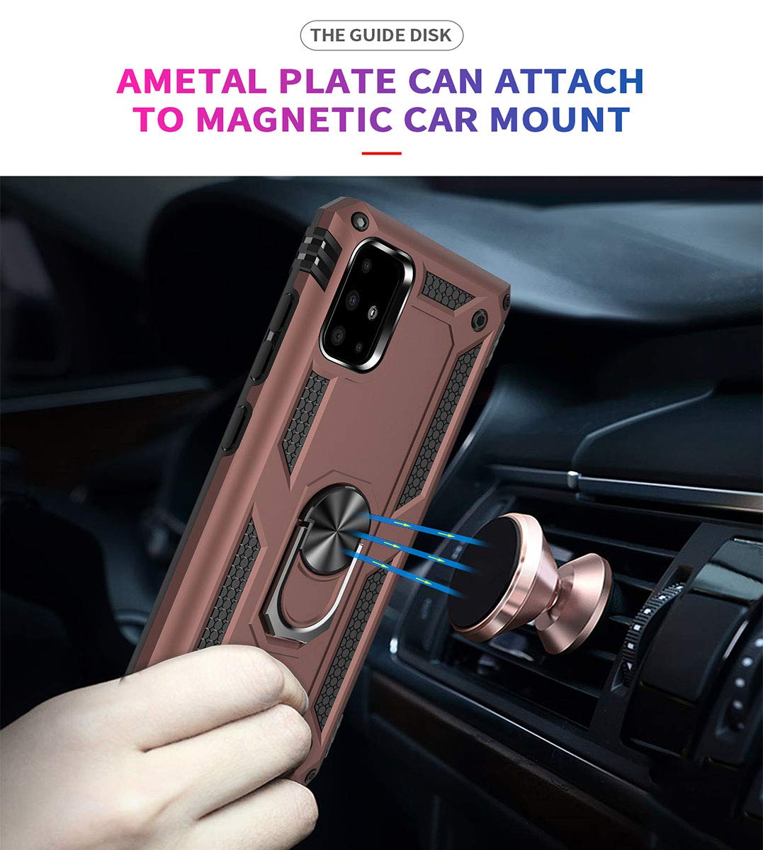 Addit A51 5G Case, Samsung Galaxy A51 5G Case [ Military Grade ] 15Ft. Drop Tested Protective Case With Magnetic Car Mount Ring