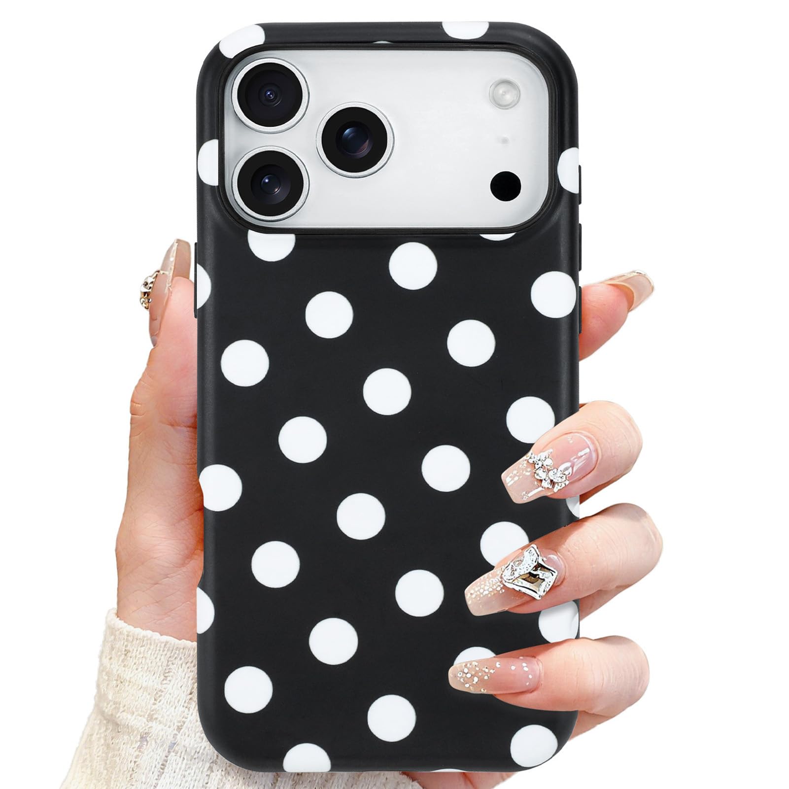 SOKAD Magnetic Polka Dots Phone Case for iPhone 17 Pro, Cute Pattern Compatible with Magsafe Matte Protective Case Cover with Sc