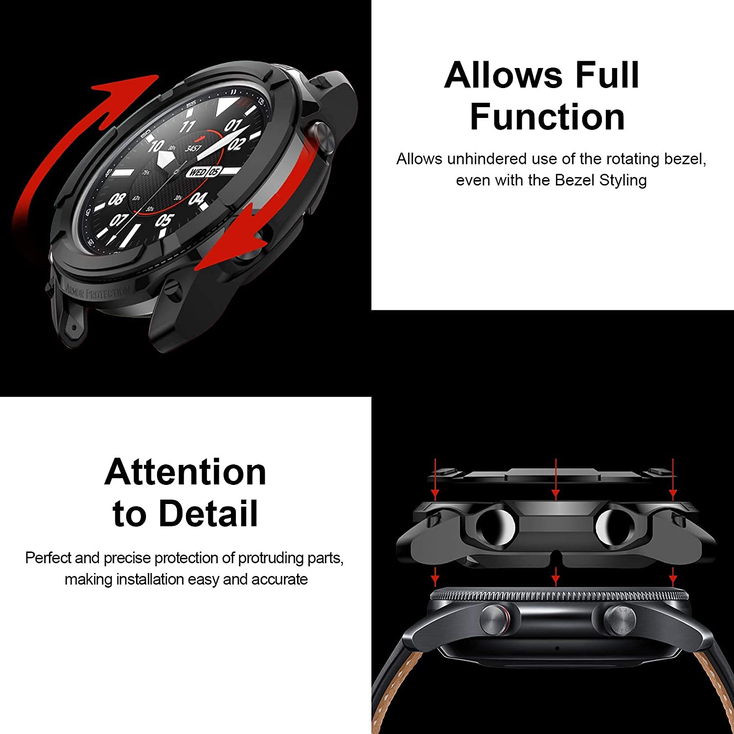 Case Compatible With Samsung Galaxy Watch 4 Classic 42Mm 46Mm Case Frame Pc Protective Cover With Rotatable Bezel Ring For Galax