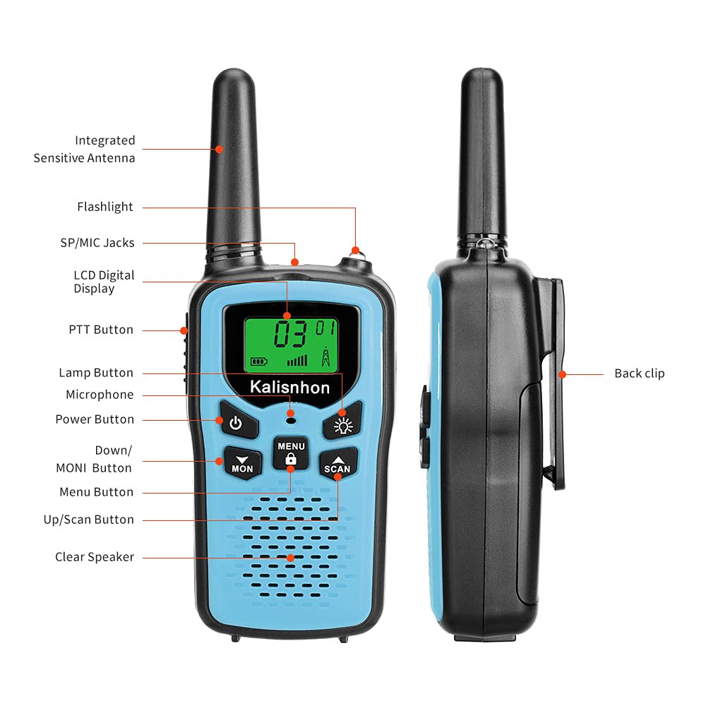 Walkie Talkies For Adults,Kalisnhon Walkie Talkies With 22 Frs Channels,Walkie Talkie Long Range With Flashlight Vox Lcd Display