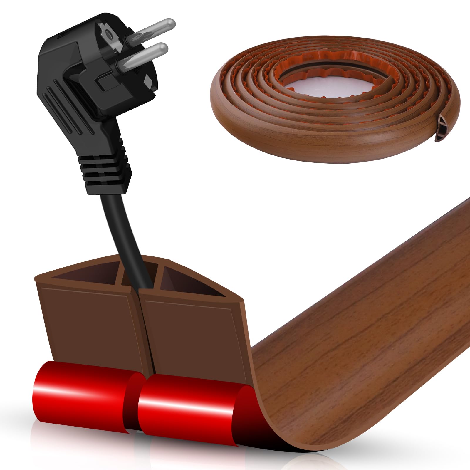 Floor Cord Cover Cable Cavity 0.47''X0.27'' Self Adhesive Cord Hider Floor 10Ft Floor Cable Management Power Cord Protector Floo