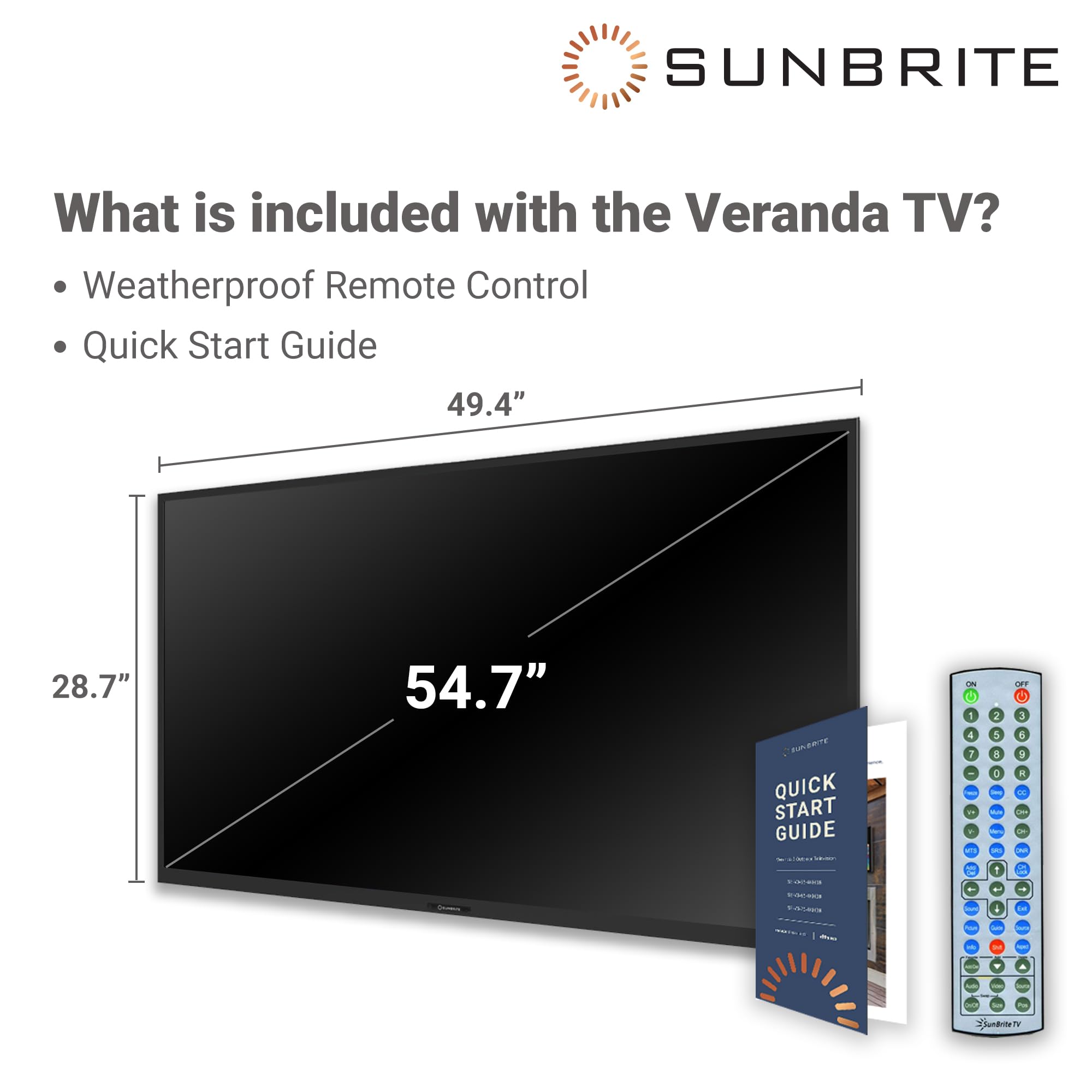 Sunbrite Veranda 2 Series 55 Inch Full Shade Outdoor Tv | 4K Ultra Hd Hdr Led Weatherproof Television   Direct Lit Led Screen Wi