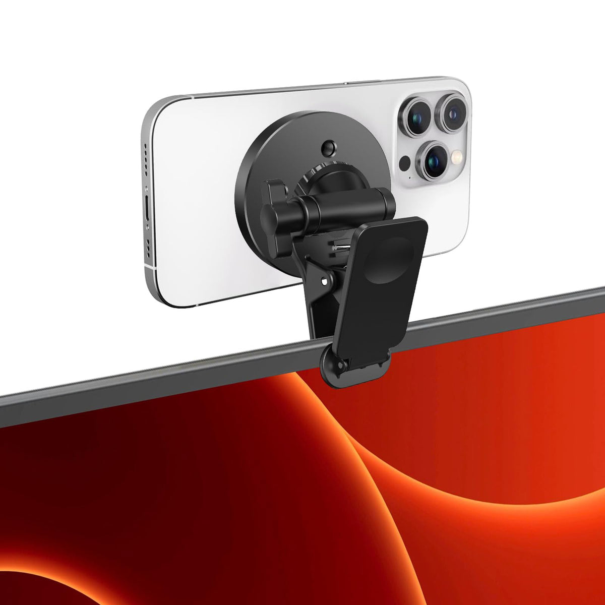 Jkoailiwi Continuity Camera Mount For Mac Desktops & Displays, Monitor Phone Mount Holder For Mac 2017 & Later, Adjustable Magne