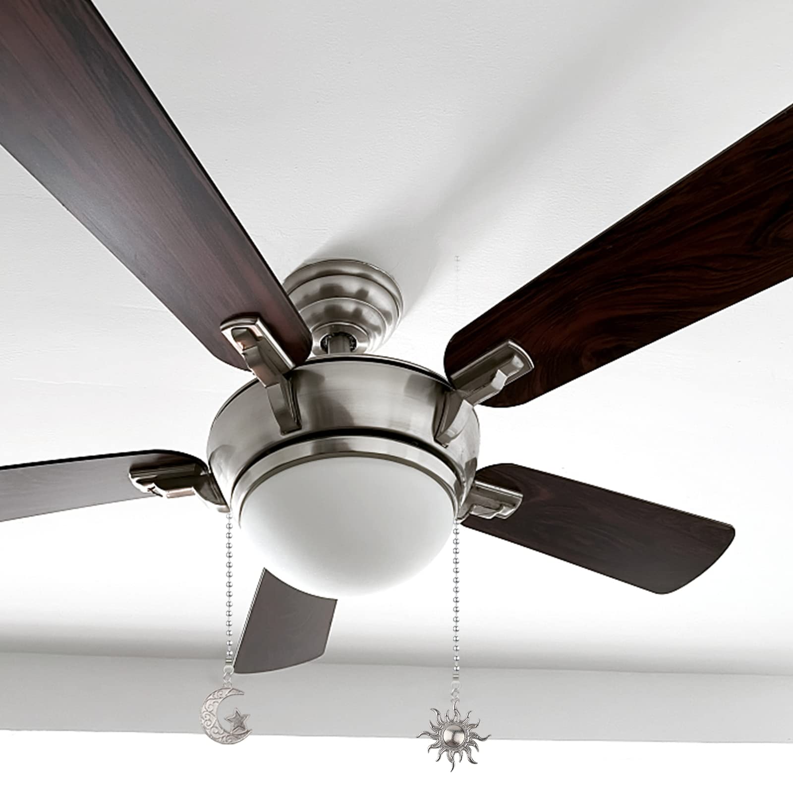 Dotlite Silver Ceiling Fan Pull Chain, 12 Inches Totem Bohemia Pendant Extension Decorative, 3Mm Beaded Ball Chain Extender Orna