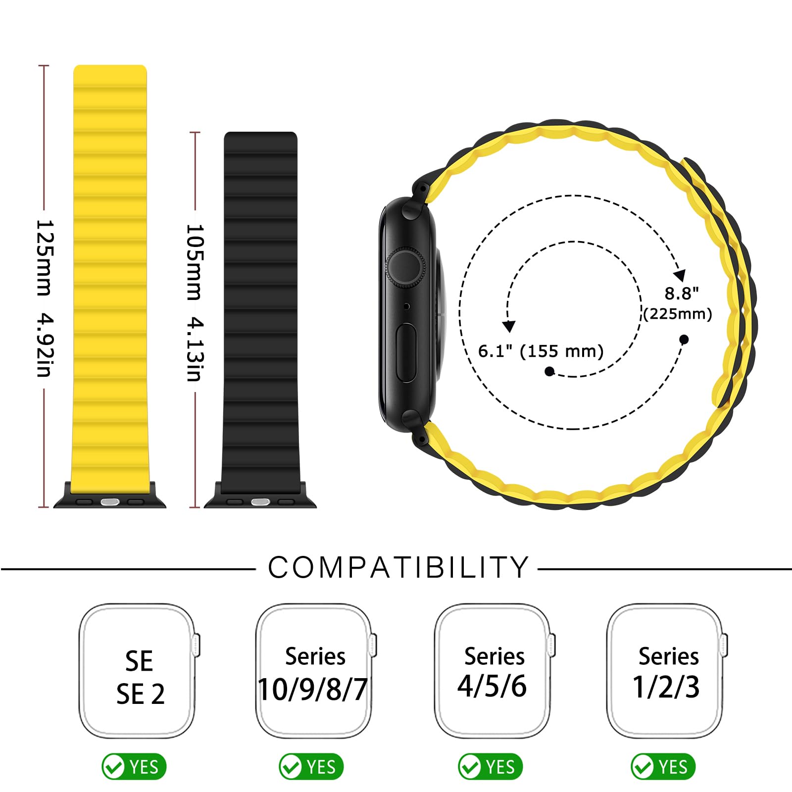 Tasikar Silicone Magnetic Bands Compatible With Apple Watch Band 42Mm(Series 10) 41Mm 40Mm 38Mm, Adjustable Strap With Strong Ma