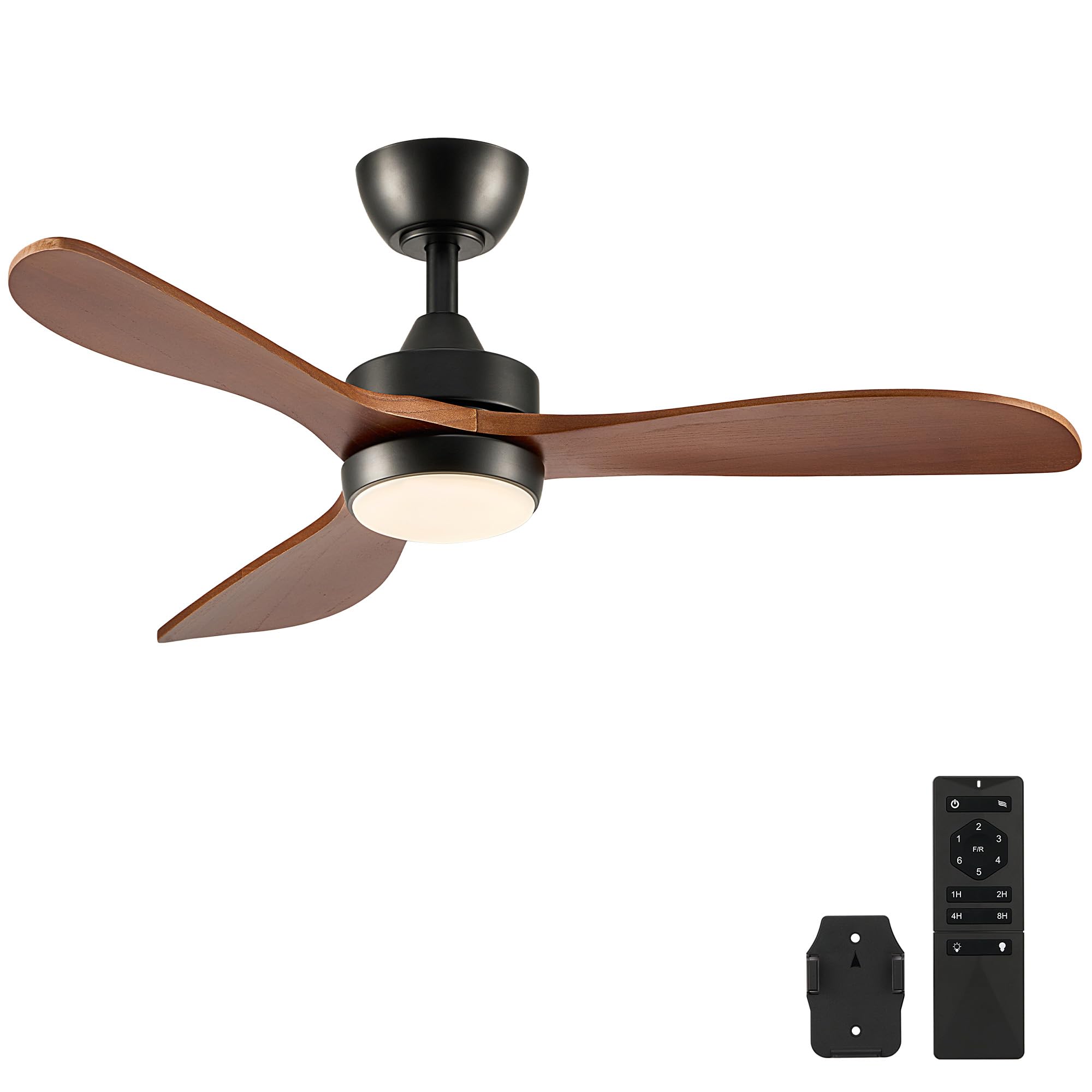 VONLUCE Wood Ceiling Fan with Lights, 42 Inch Ceiling Fan and Remote, 6-Speeds Quiet Reversible DC Motor, 3CCT, 3 Blades Outdoor