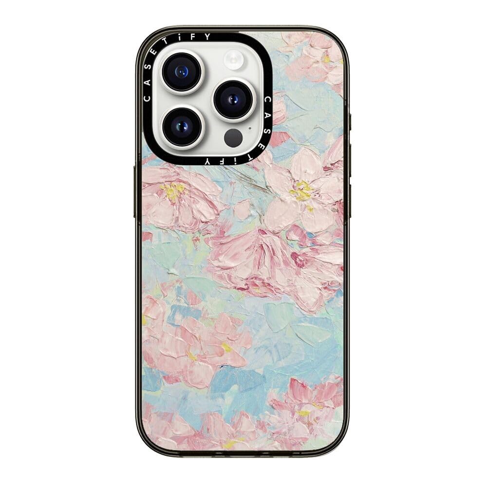 Casetify Compact Iphone 15 Pro Case [2X Military Grade Drop Tested / 4Ft Drop Protection]   Yoshino Cherry Blossoms   Clear Blac
