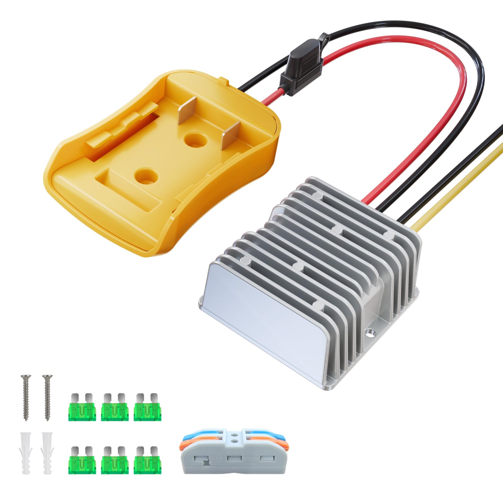 Iixwuq 20V To 12V Step Down Converter For Dewalt Battery, Dc Voltage Battery Power Adapter, 15A 180W Buck Converter Regulator