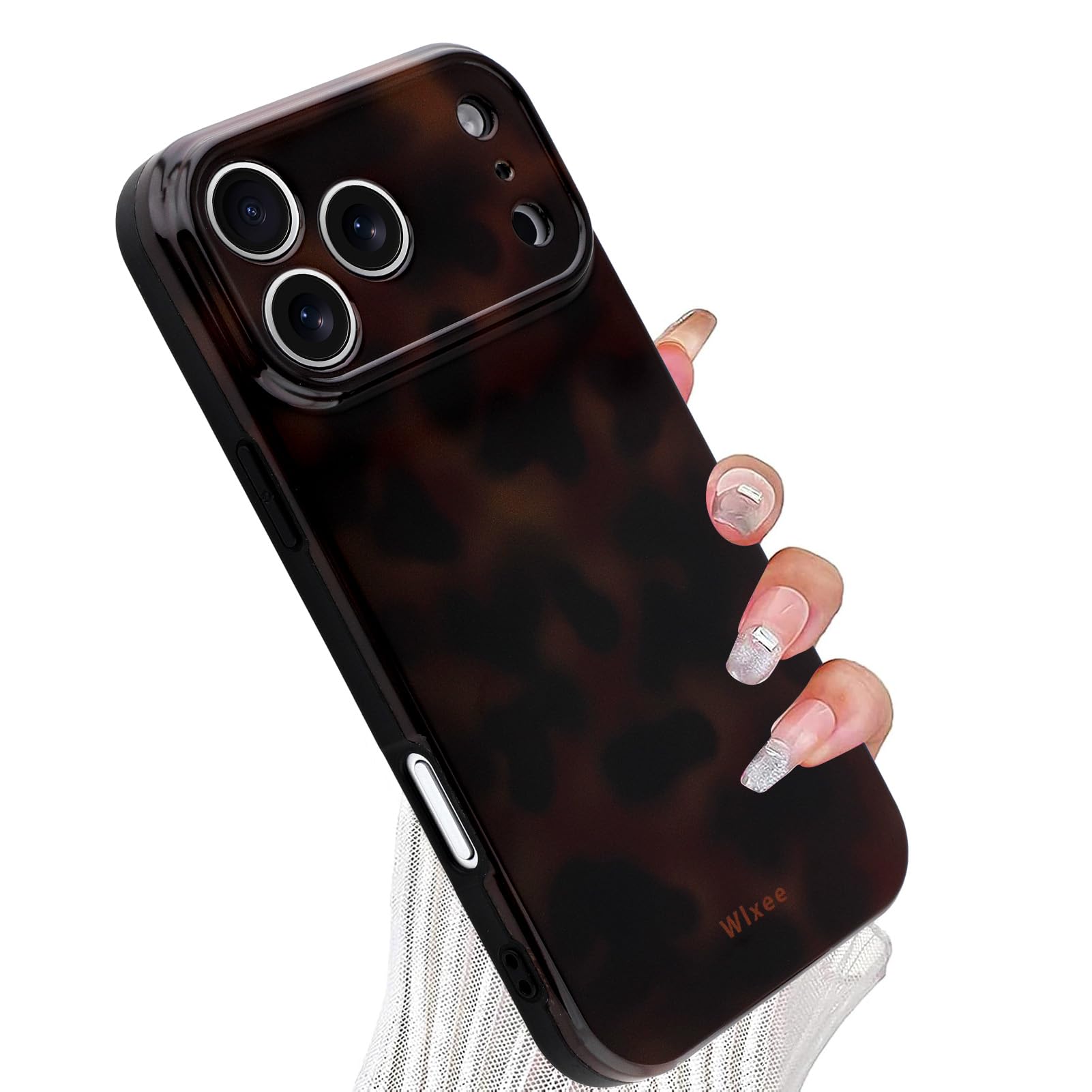 Wlxee for iPhone 17 Pro Max Case, Aesthetic Tortoise Shell Leopard Pattern, Slim Shockproof Translucent Matte Brown deep Cover, 