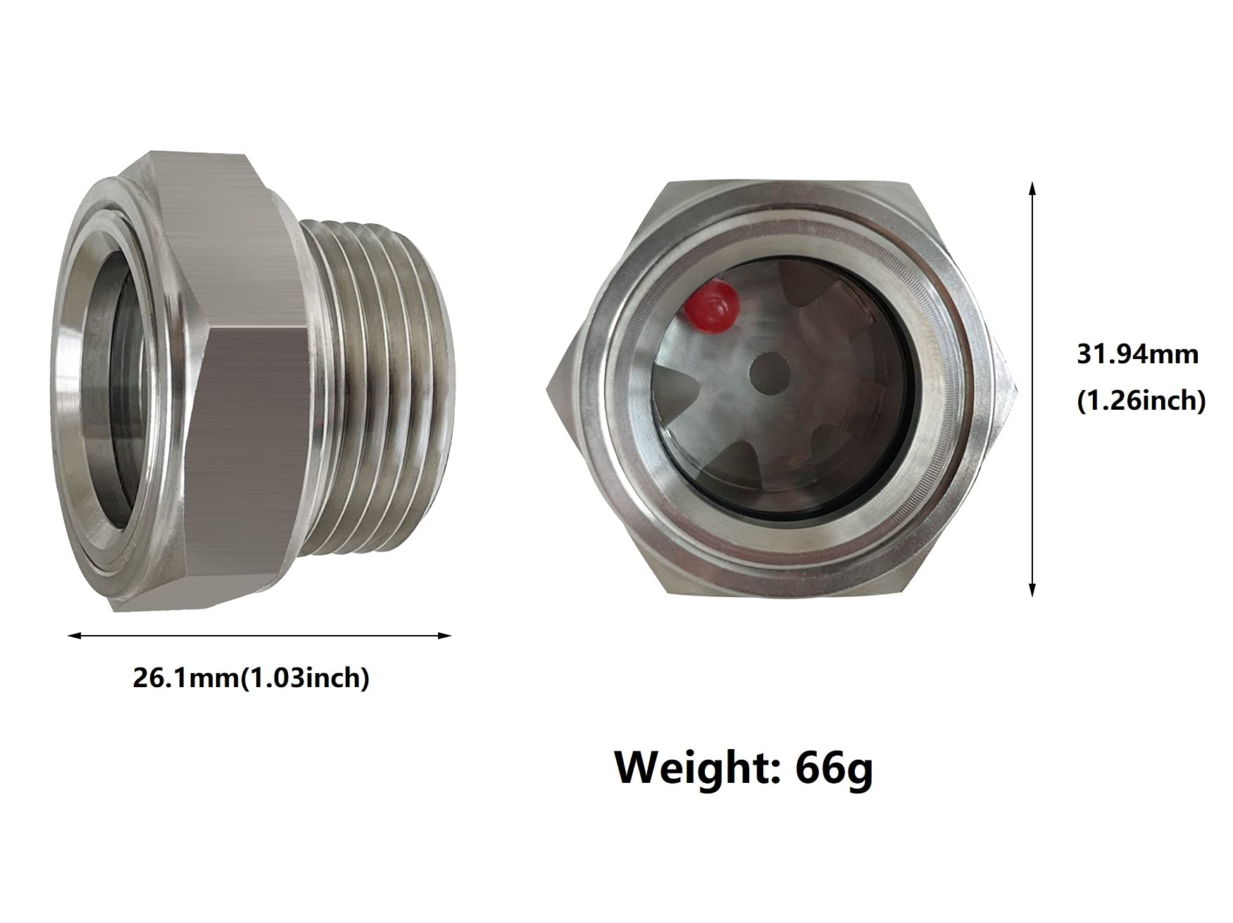3/4'' Npt Male Hex Head Stainless Steel Oil Sight Glass Liquid Level Gauge Oil Indicator Window For Air Compressor Gearbox Fitti