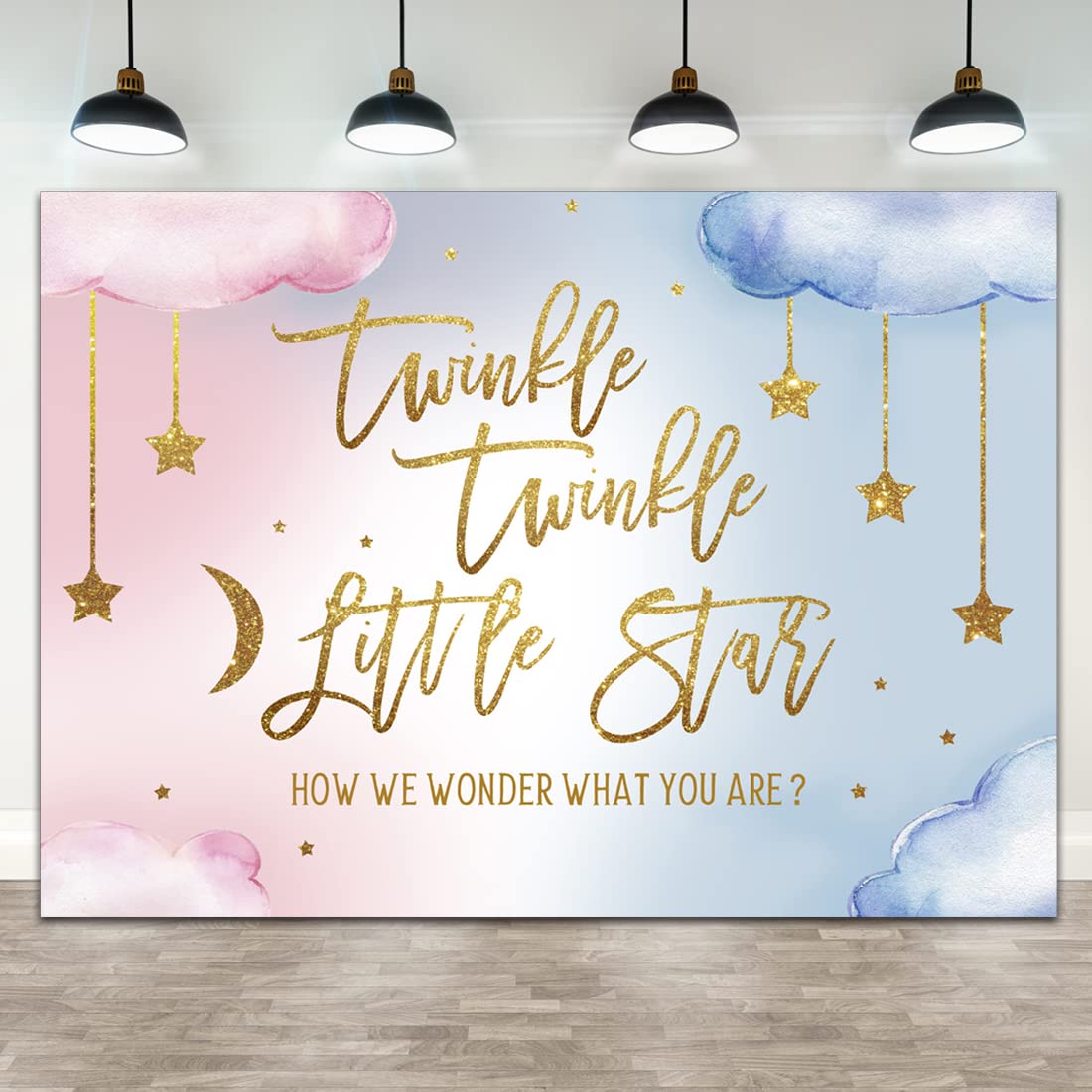 Lofaris Twinkle Twinkle Little Star Gender Reveal Backdrop Boy Or Girl Pink Or Blue How We Wonder What You Are Golden Star Party