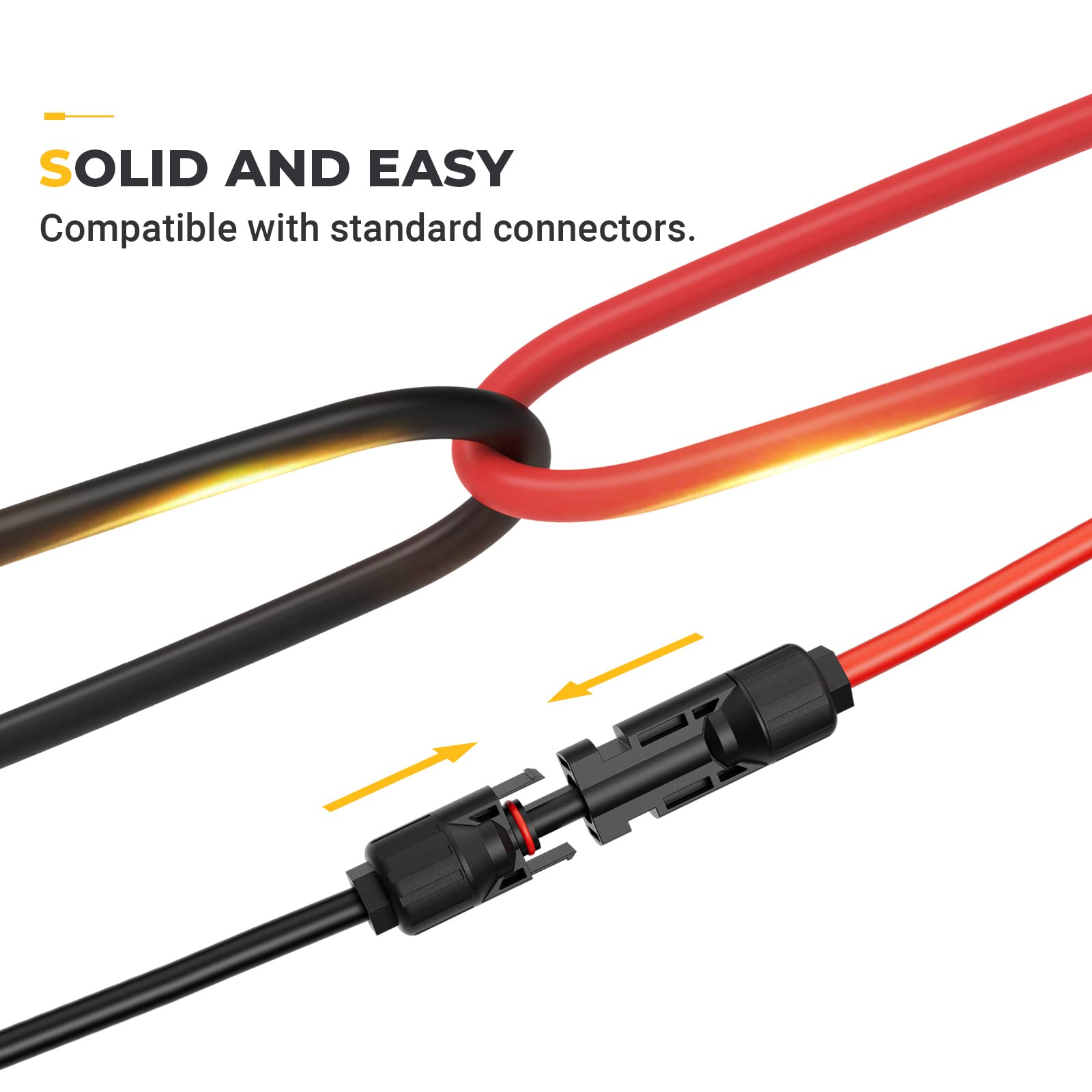 Bougerv 10 Feet 10Awg Solar Extension Cable With Solar Connector On Both End With Extra Pair Of Connectors Solar Panel Adaptor K