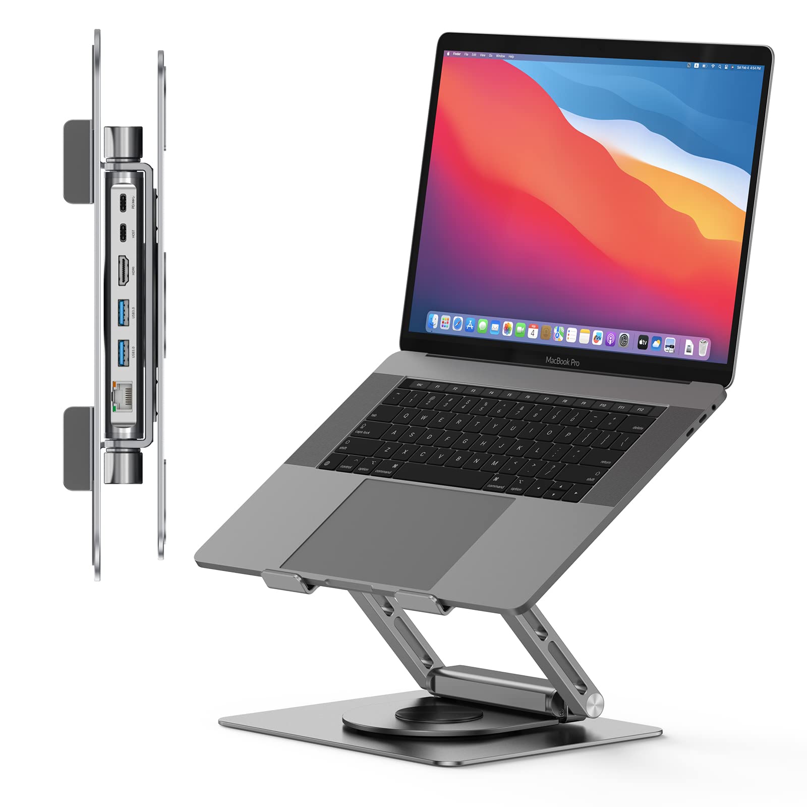 TobenONE USB C Laptop Docking Station Stand for MacBook Pro/Air/Dell/HP/Surface/Lenovo, Detachable USB C Hub, 4K HDMI, 2 USB 3.0