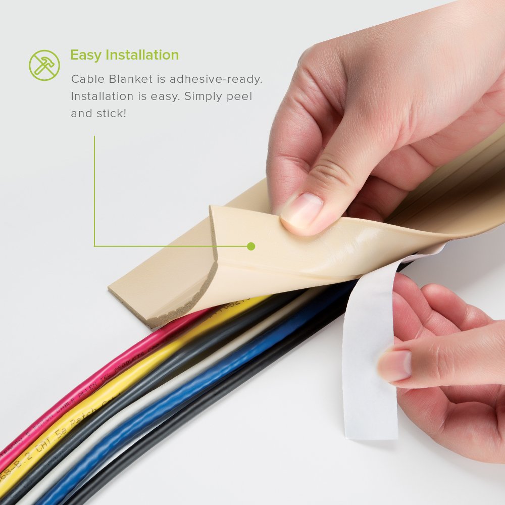 UT Wire 5-Feet Cable Blanket High Capacity Low Profile Cord Cover Beige