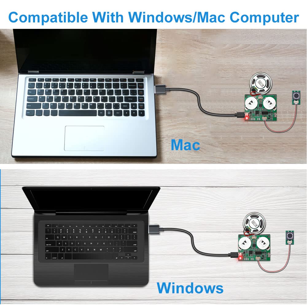 Sound Module, Icstation Programmable Sound Chip For Greeting Card 8M Usb Charging Sound Board For Diy Creative Presents For Fath