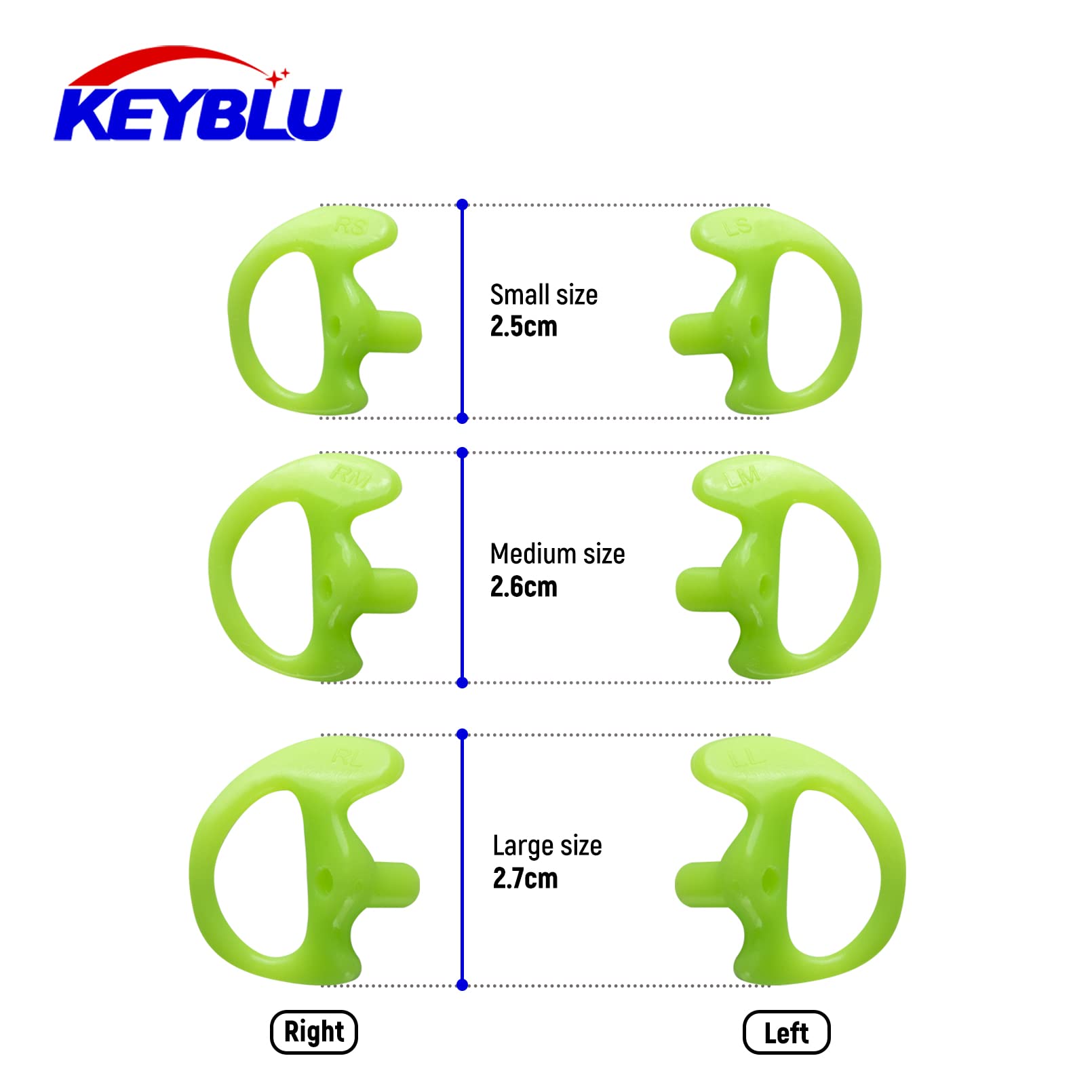 Keyblu Universal Radio Replacement Earmold, Insert Soft Silicone Earmold Earbud Earplug For Two Way Radio Coil Tube Audio Kits,For Walkie Talkie Acoustic Earpiece Headset (Green, Small, 2 Pair)