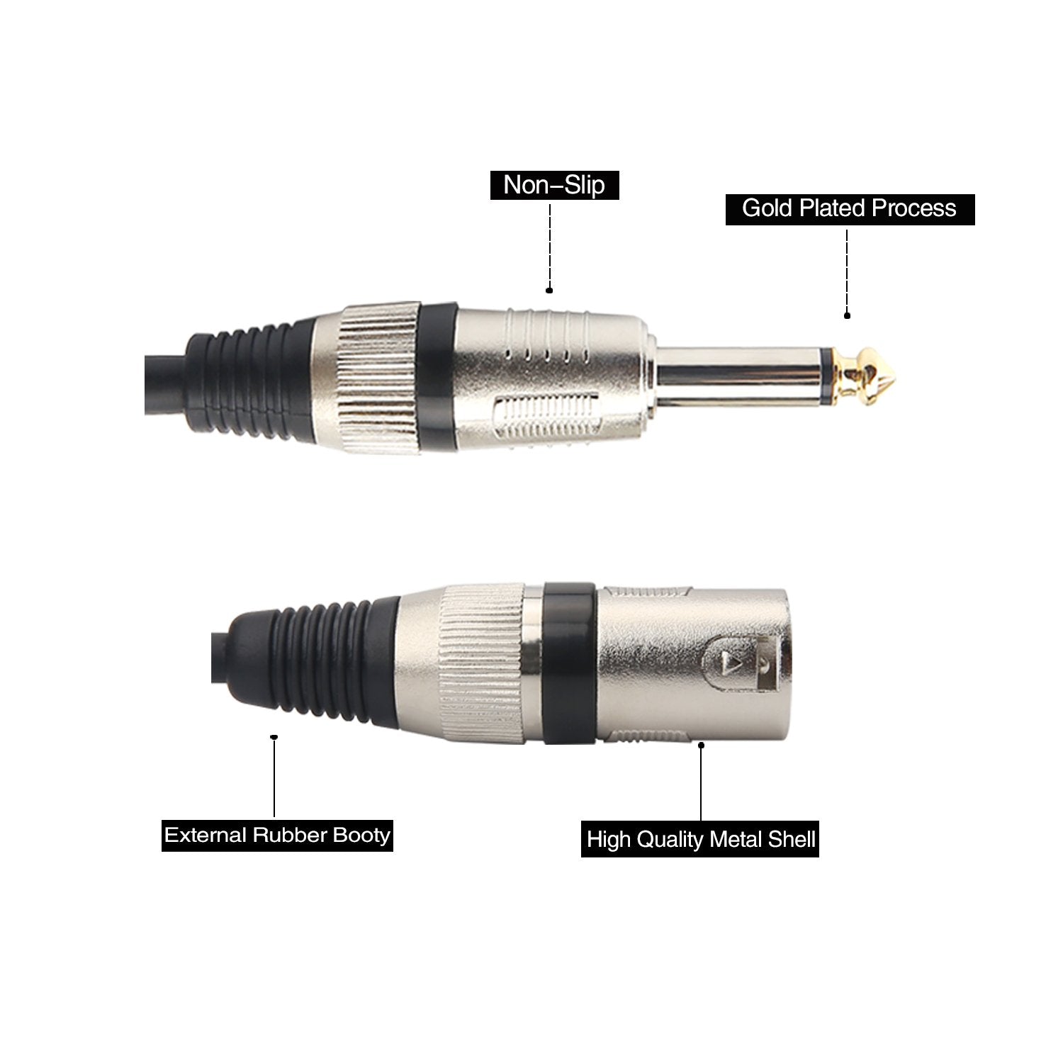 Disino Unbalanced 1/4 Ts Mono To Xlr Male Cable Gold Plated 6.35Mm Plug To Male Xlr Microphone Cable Interconnect Cable - 10 Fee