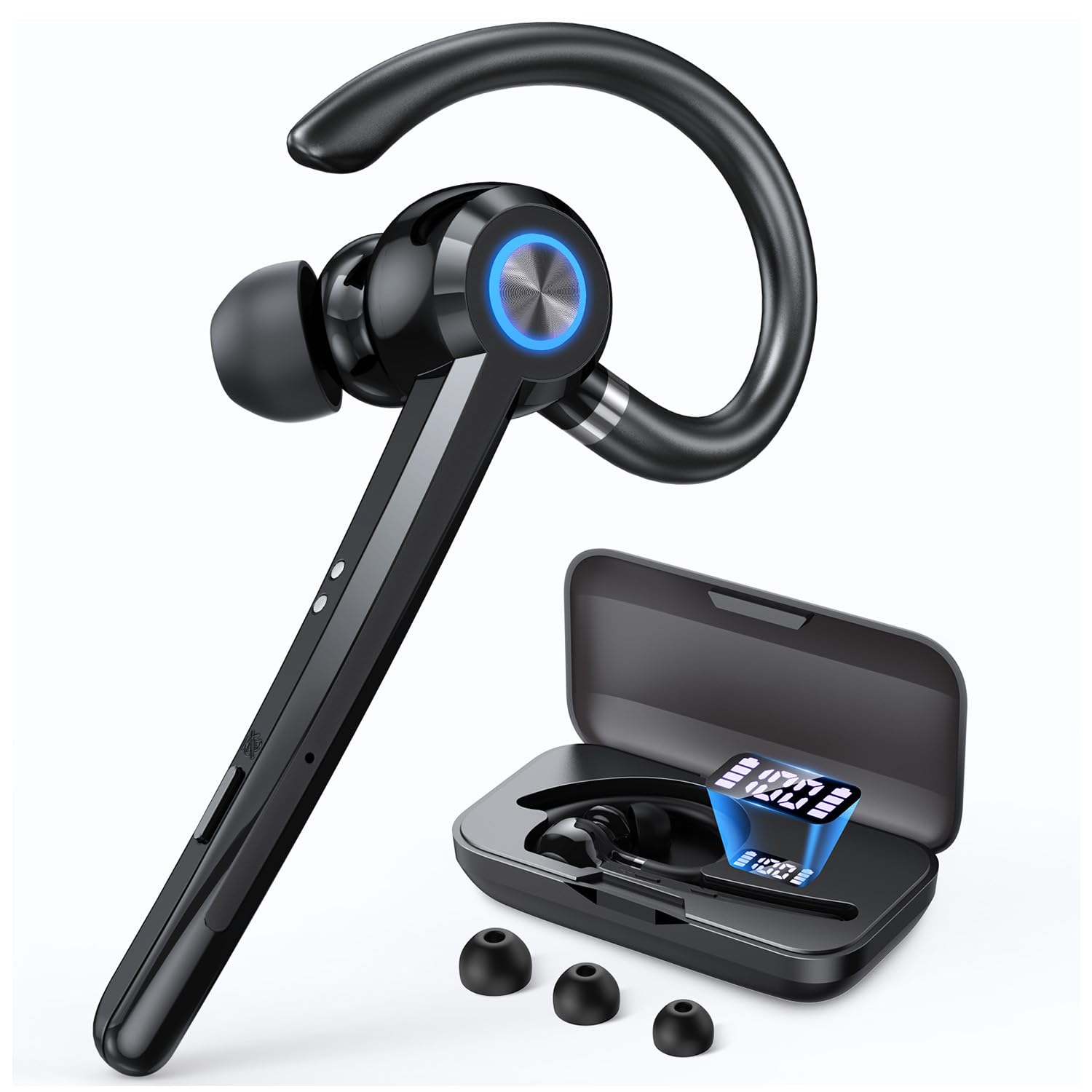 Wireless Bluetooth Headset V5.4 with ENC Mic, Single Ear Bluetooth Earpiece