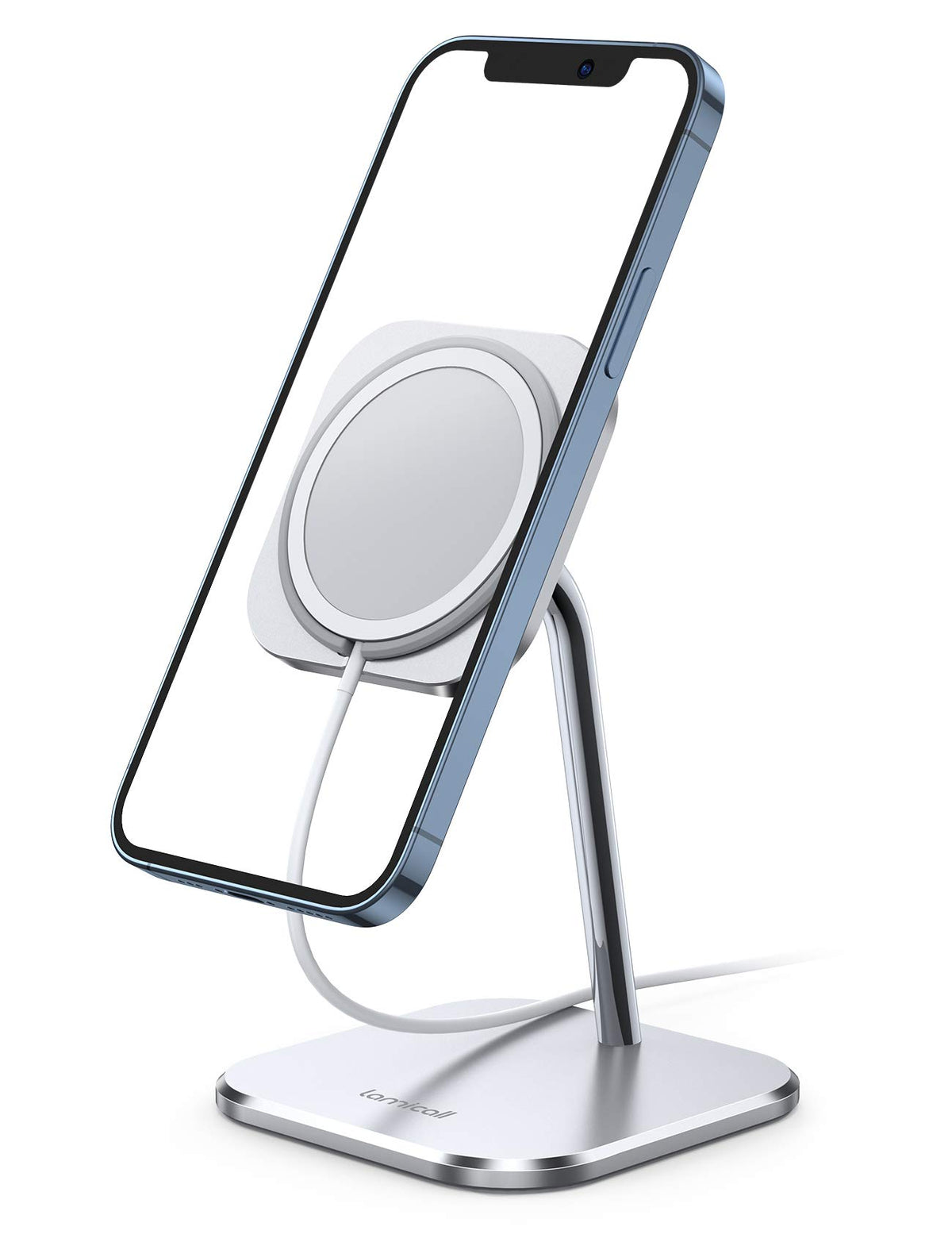 Lamicall Phone Stand for MagSafe Charger   [MagSafe Not Included] 360 Rotation Adjustable Aluminum Charging Holder Dock for Desk, Compatible with Apple iPhone 15 14 Plus 13 12 Mini, Pro, Pro Max