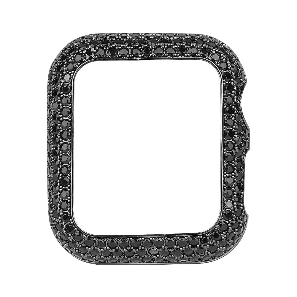 Hjinvigour Gorgeous Bling Zircon Crystal Diamond Case Bezel Cover Compatible Apple Watch Series 6 5 4 3 2 1 Se (Black With Black