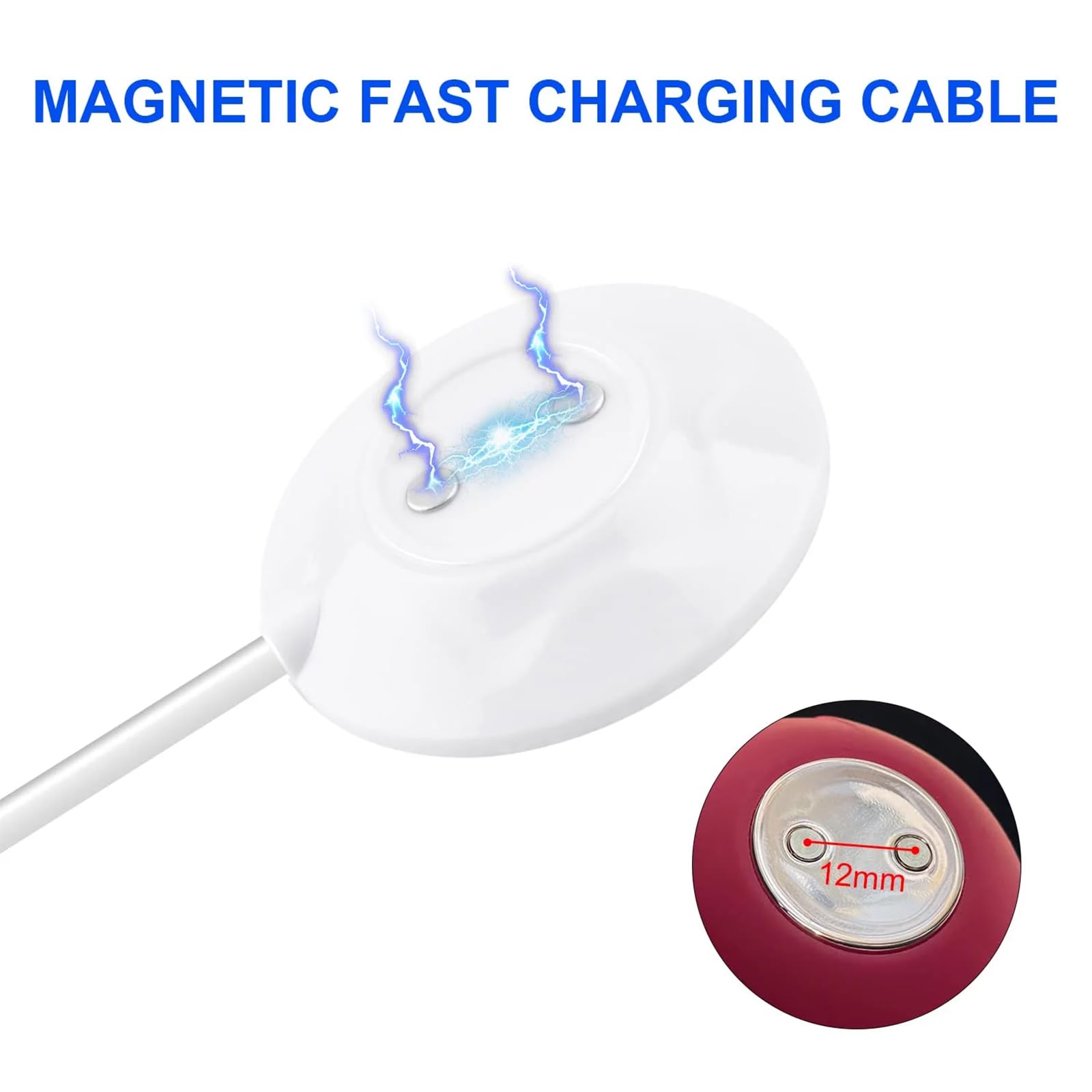 Fertile Rain Magnetic Rose Charger USB Cable, 2.7ft Replacement Cord, 12MM Nylon, Designed for Rose Only