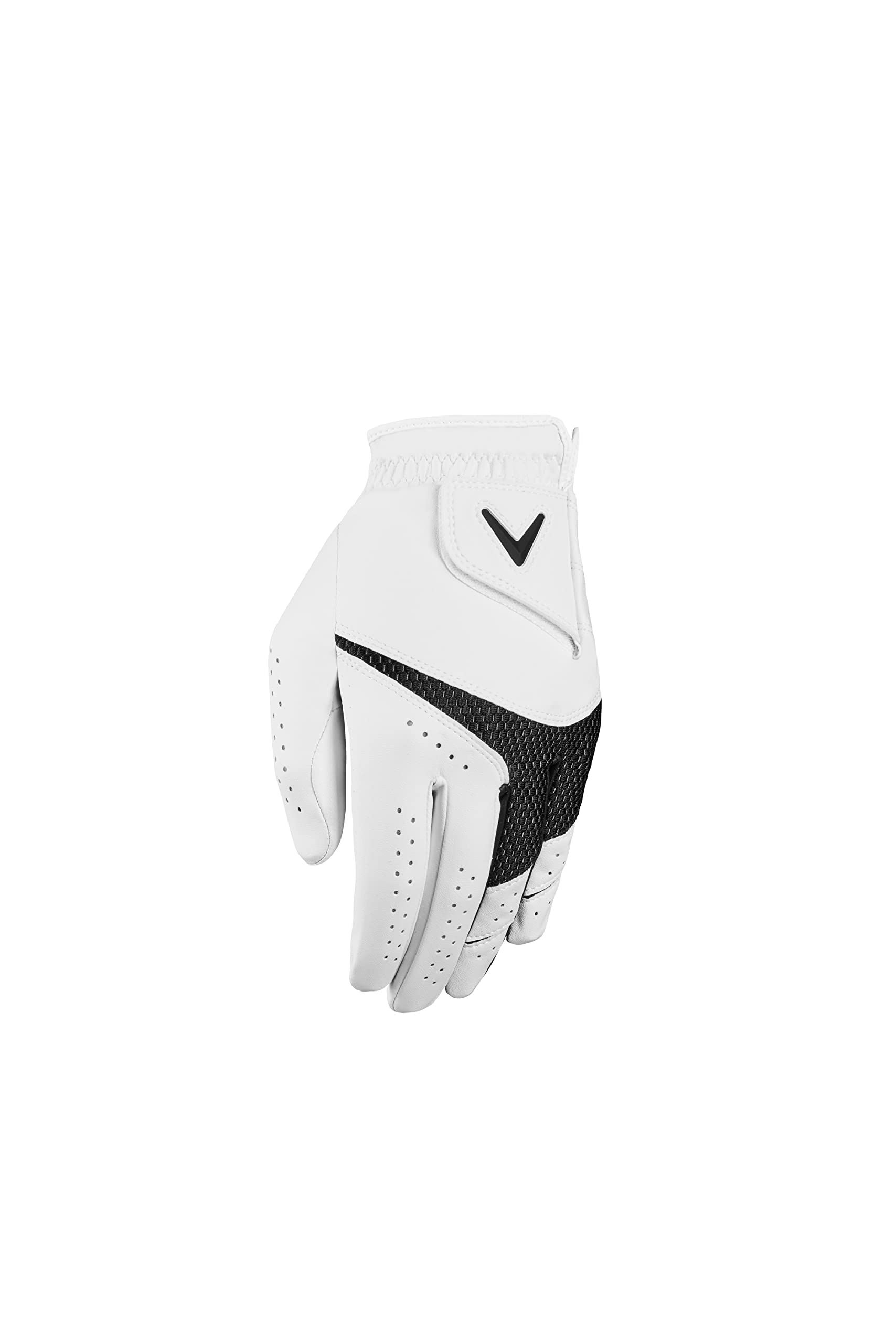 Callaway Golf Womens Weather Spann Premium Synthetic Golf Glovea (White, Single, Large, New Model , Standard, Worn On Right Hand