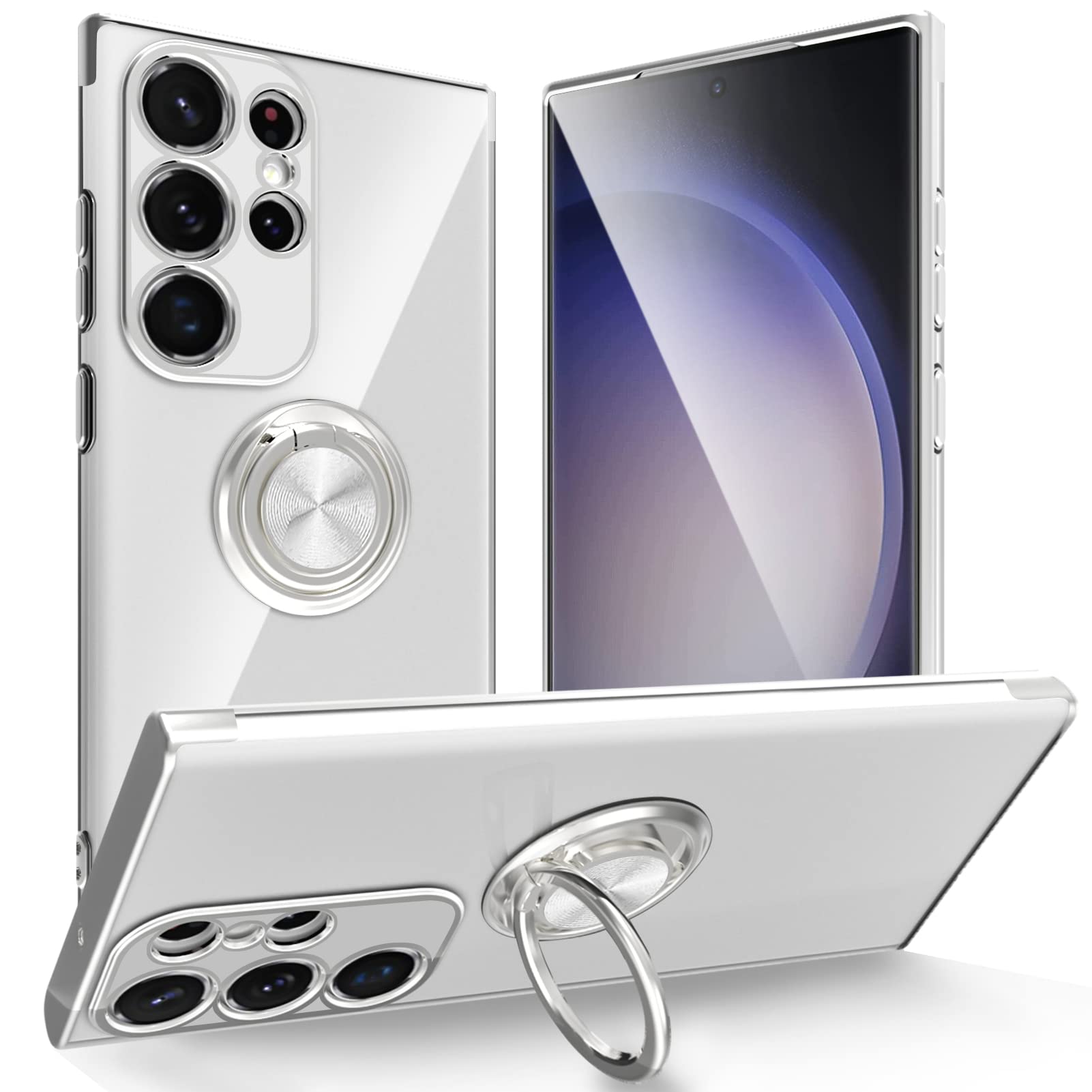 Tnarru Crystal Clear Samsung Galaxy S23 Ultra Case With Magnetic Stand [360