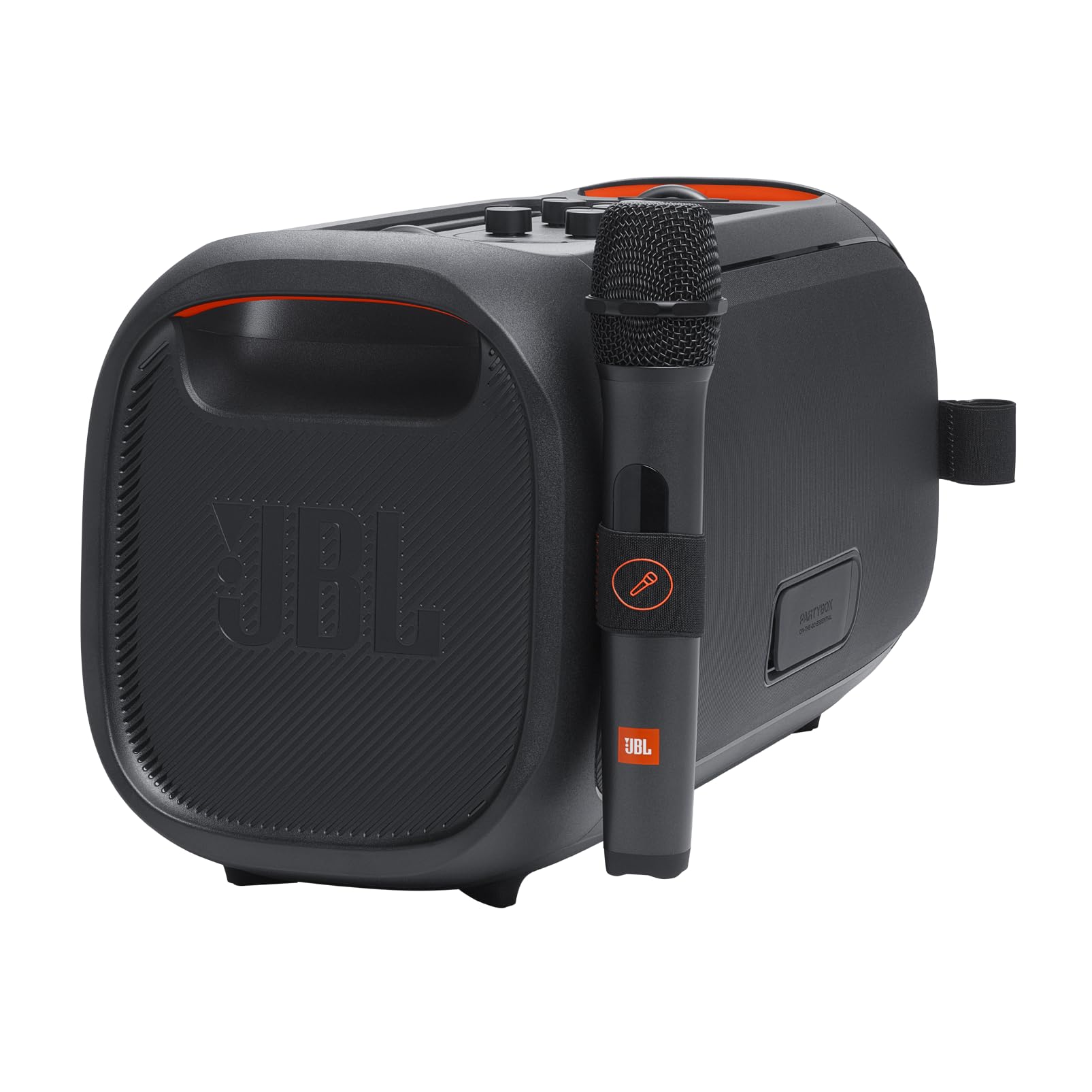 Jbl Partybox On-The-Go Essential - Portable Party Speaker With Built-In Lights And Wireless Mic, Amazing Pro Sound, Ipx4 Splashp