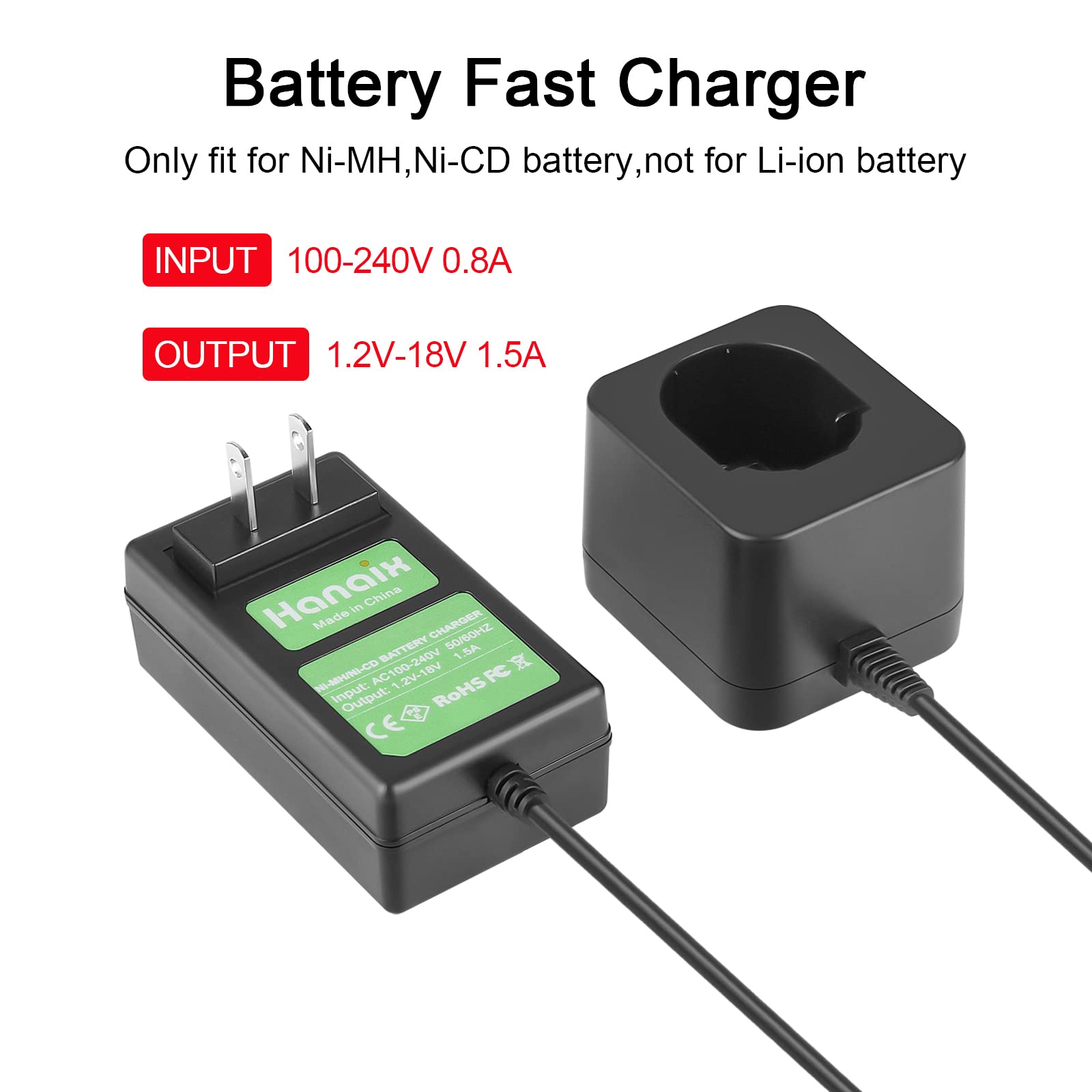 Hanaix 7.2V 18V Battery Charger For Black And Decker Ps120 Ps130 Ps140 Ni Mh Black And Decker 18V Portable Charger