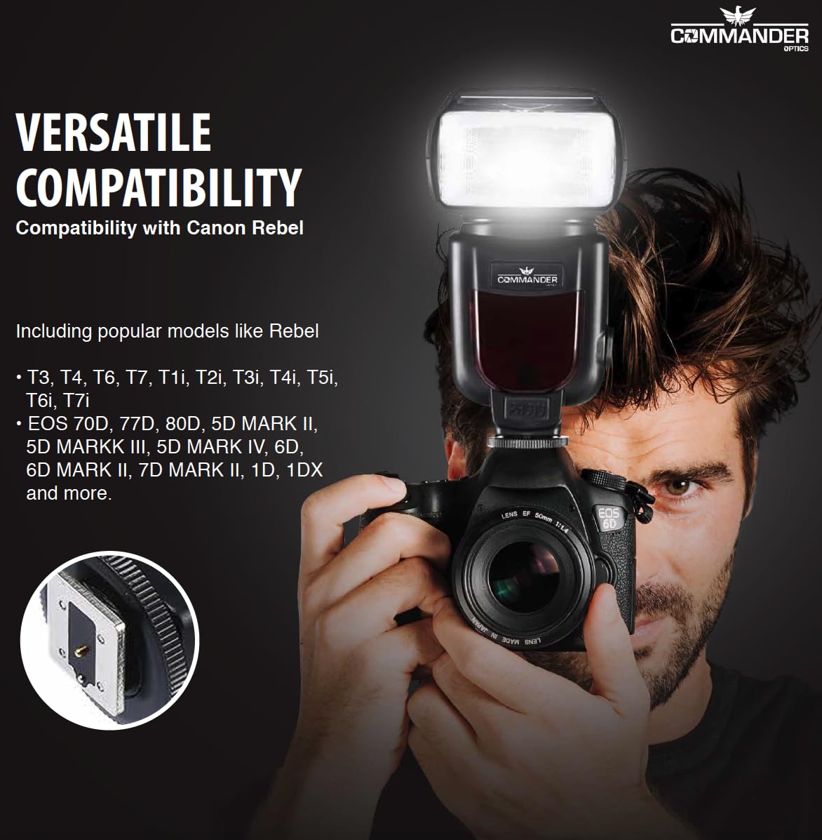 Speedlite Dedicated Electronic Flash Bundle For Canon Eos Rebel Sl2, Sl3,T6I, T7I, T8I, 750D, 800D, 850D,Includes U Shape Bracke