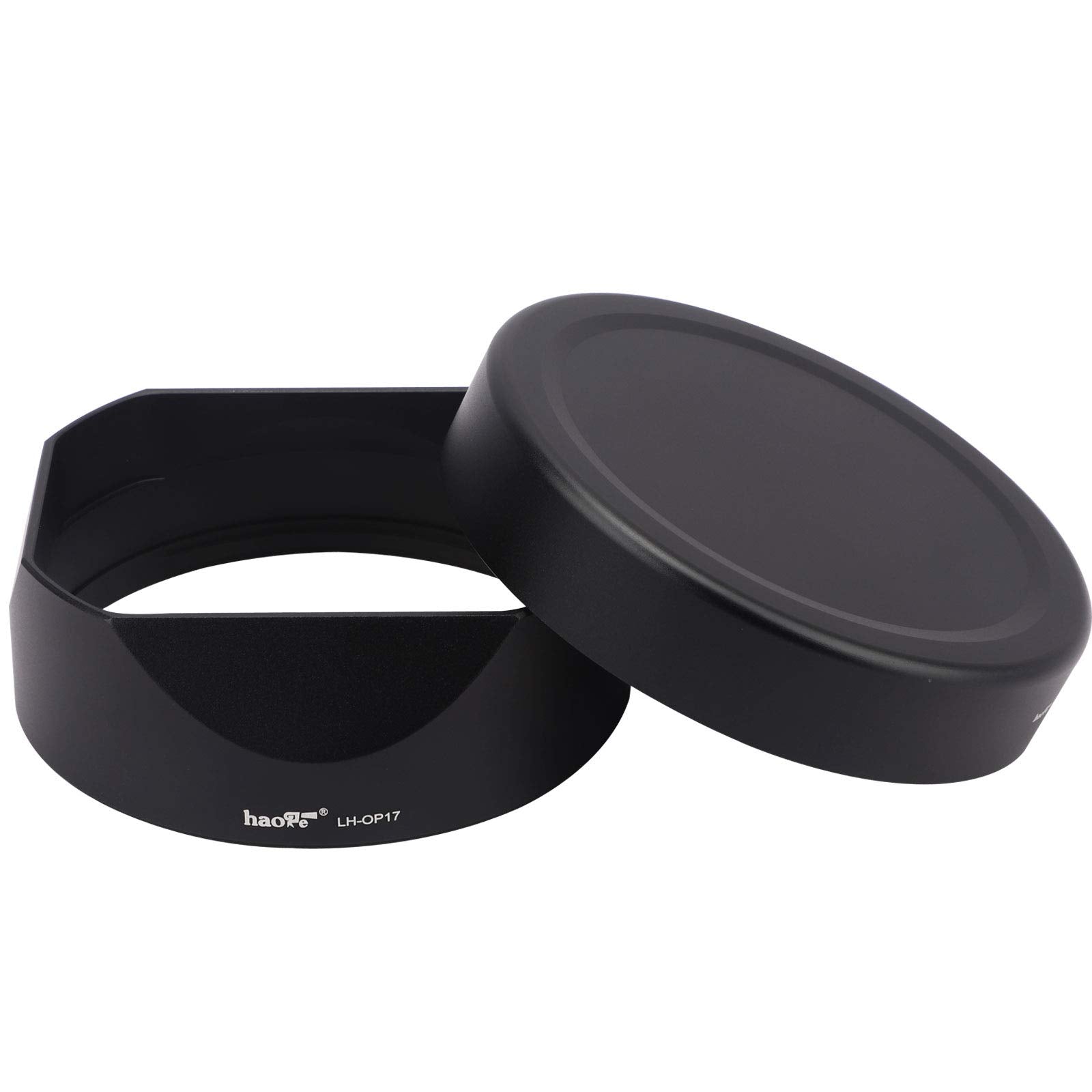 Haoge LH-OP17 Square Metal Lens Hood with Metal Cap Set for Olympus M.ZUIKO ED 17mm f1.2 25MM F1.2 PRO, 12-40mm f2.8 45mm f/1.2 