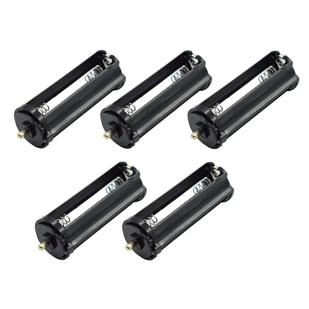 Hxchen Cylindrical Battery Holder Battery Storage Case For 3 X 1.5V Aaa Batteries Flashlight Torch Black   (5 Pcs)