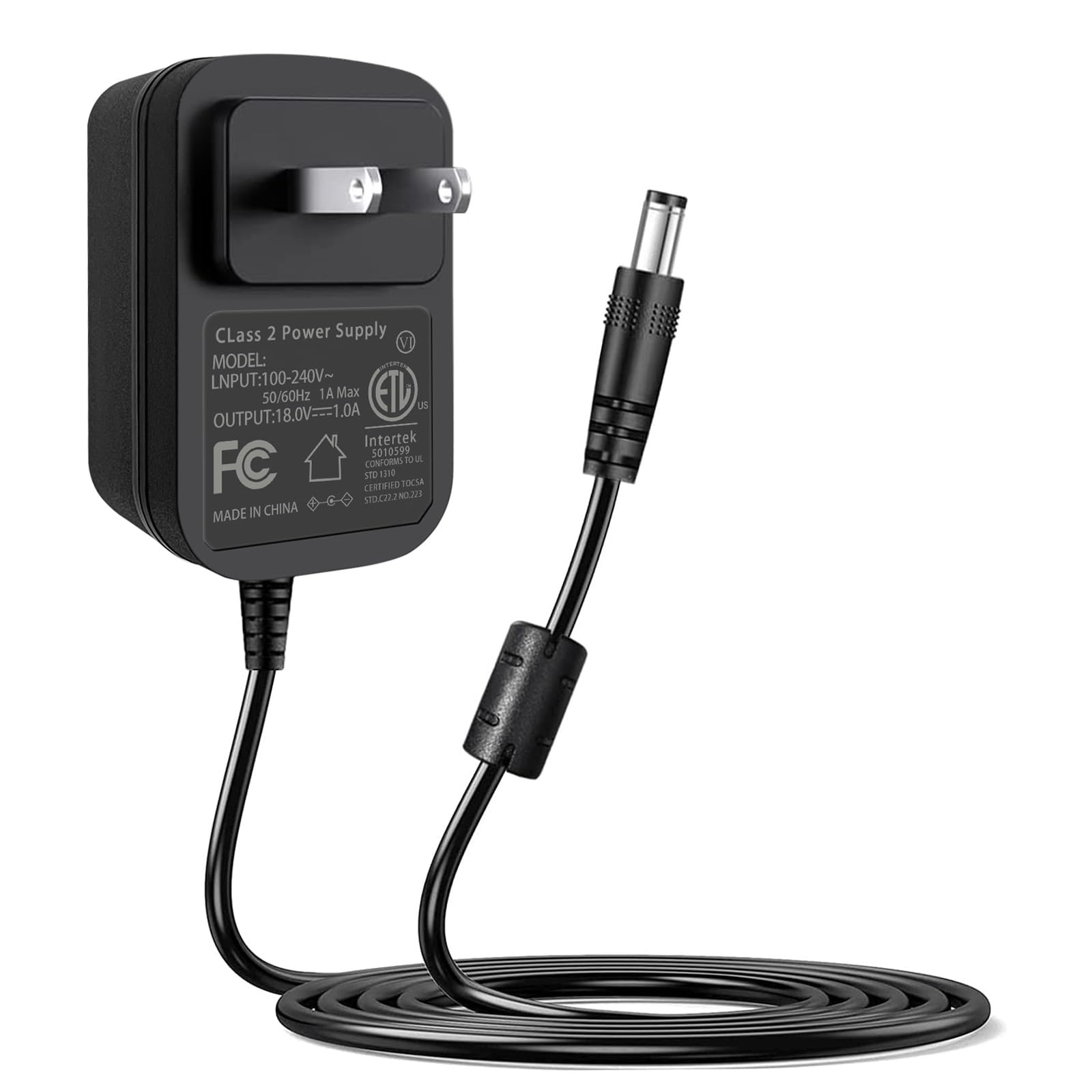 Gonine 18V Guitar Pedal Cable, 18Volt 1A Power Supply Ac Adapter 110 240V Ac To Dc Center Negative Dc Plug For Joyo Jp 01 Jp 02 Effect Pedal Charger.